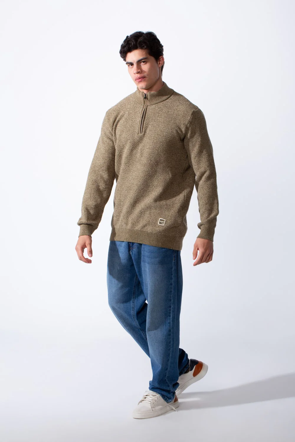 Men's Half Zip High Neck Comfortable Basic Pullover - Image 3