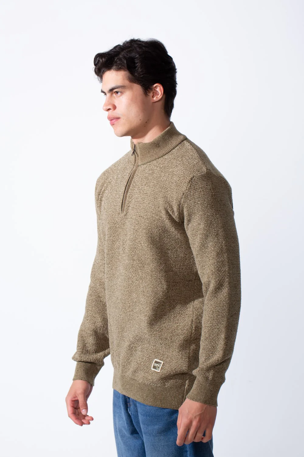 Men's Half Zip High Neck Comfortable Basic Pullover - Image 4