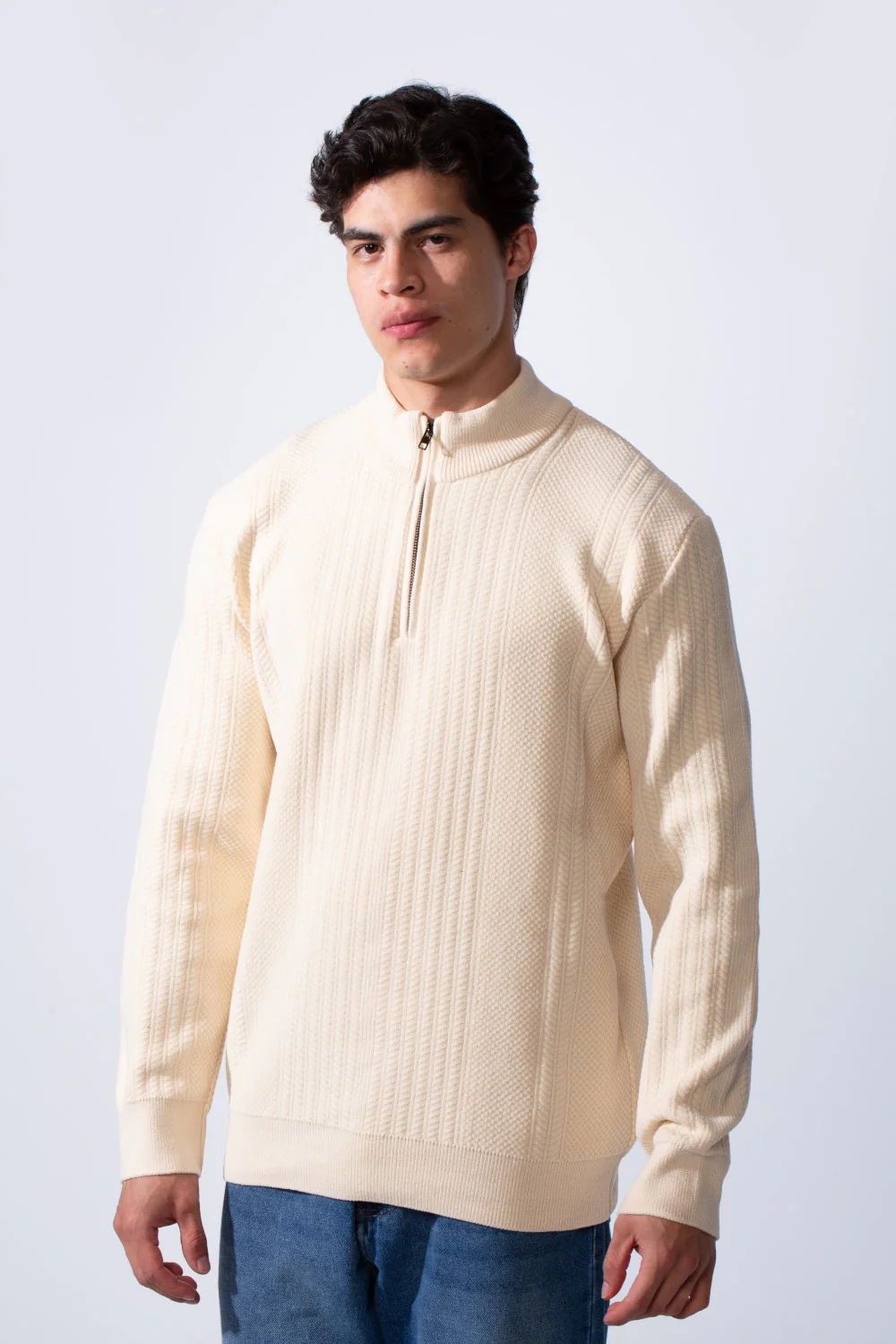 Men's Half Zip High Neck Long Sleeve Slim Fit Basic Pullover - Image 5
