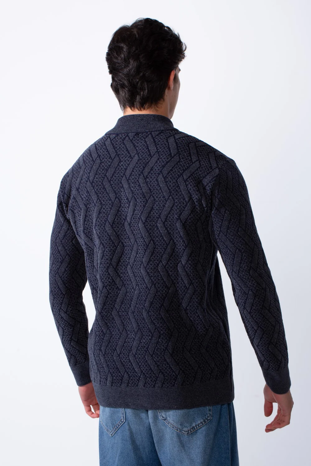 Men's Half Zip Round Neckline Knit Slim Fit Casual Pullover - Image 10
