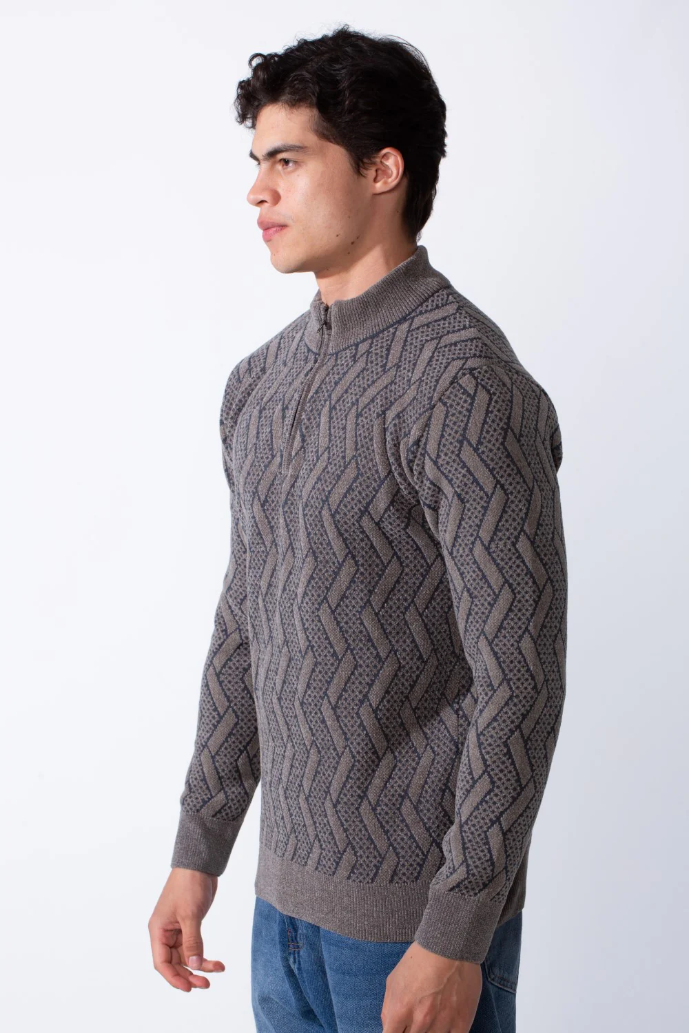 Men's Half Zip Round Neckline Knit Slim Fit Casual Pullover - Image 4