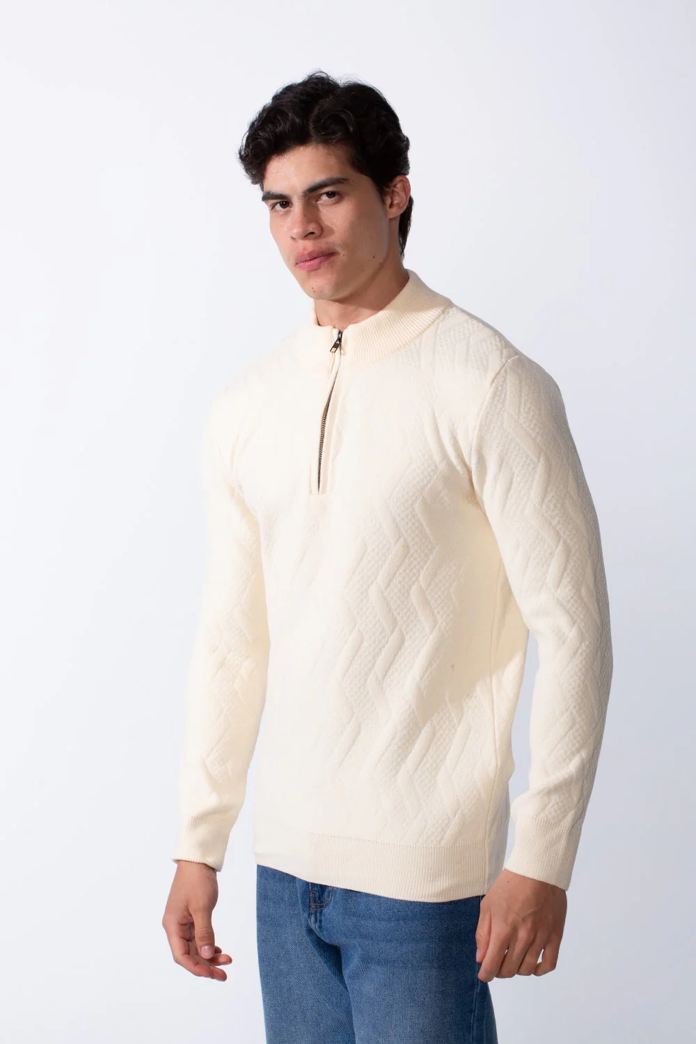 Men's Half Zip Round Neckline Knit Slim Fit Casual Pullover - Image 5