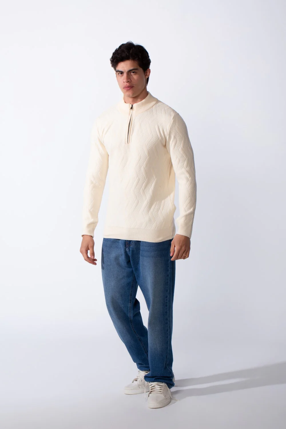 Men's Half Zip Round Neckline Knit Slim Fit Casual Pullover - Image 7