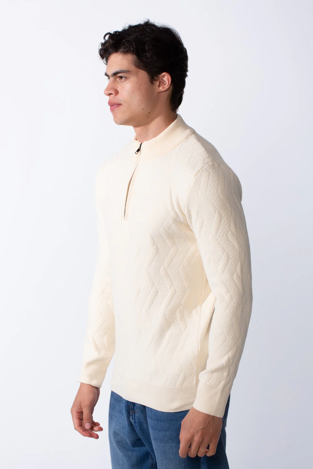 Men's Half Zip Round Neckline Knit Slim Fit Casual Pullover - Image 8