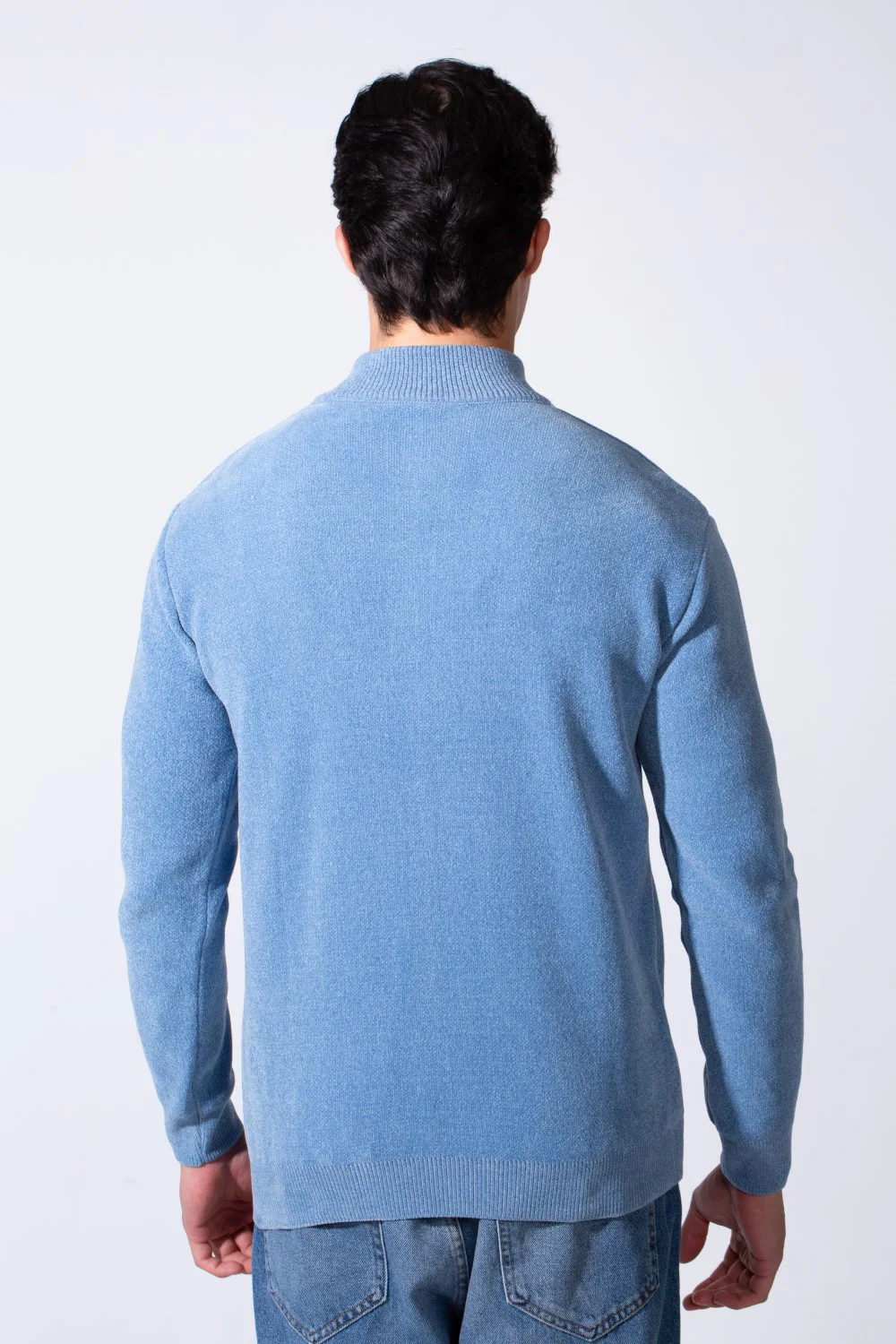Men's Half Zip Long Sleeve Slim Fit High Mock Neck Knit Minimalist Pullover - Image 10