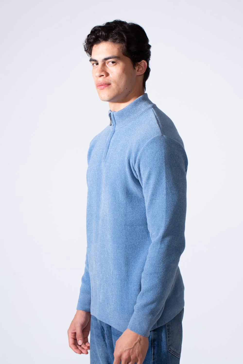Men's Half Zip Long Sleeve Slim Fit High Mock Neck Knit Minimalist Pullover - Image 12