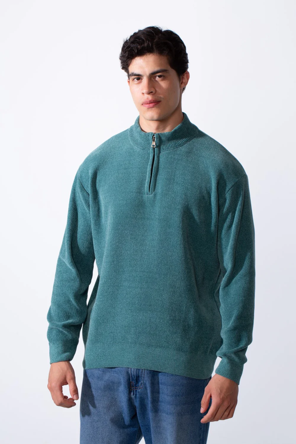 Men's Half Zip Long Sleeve Slim Fit High Mock Neck Knit Minimalist Pullover - Image 13
