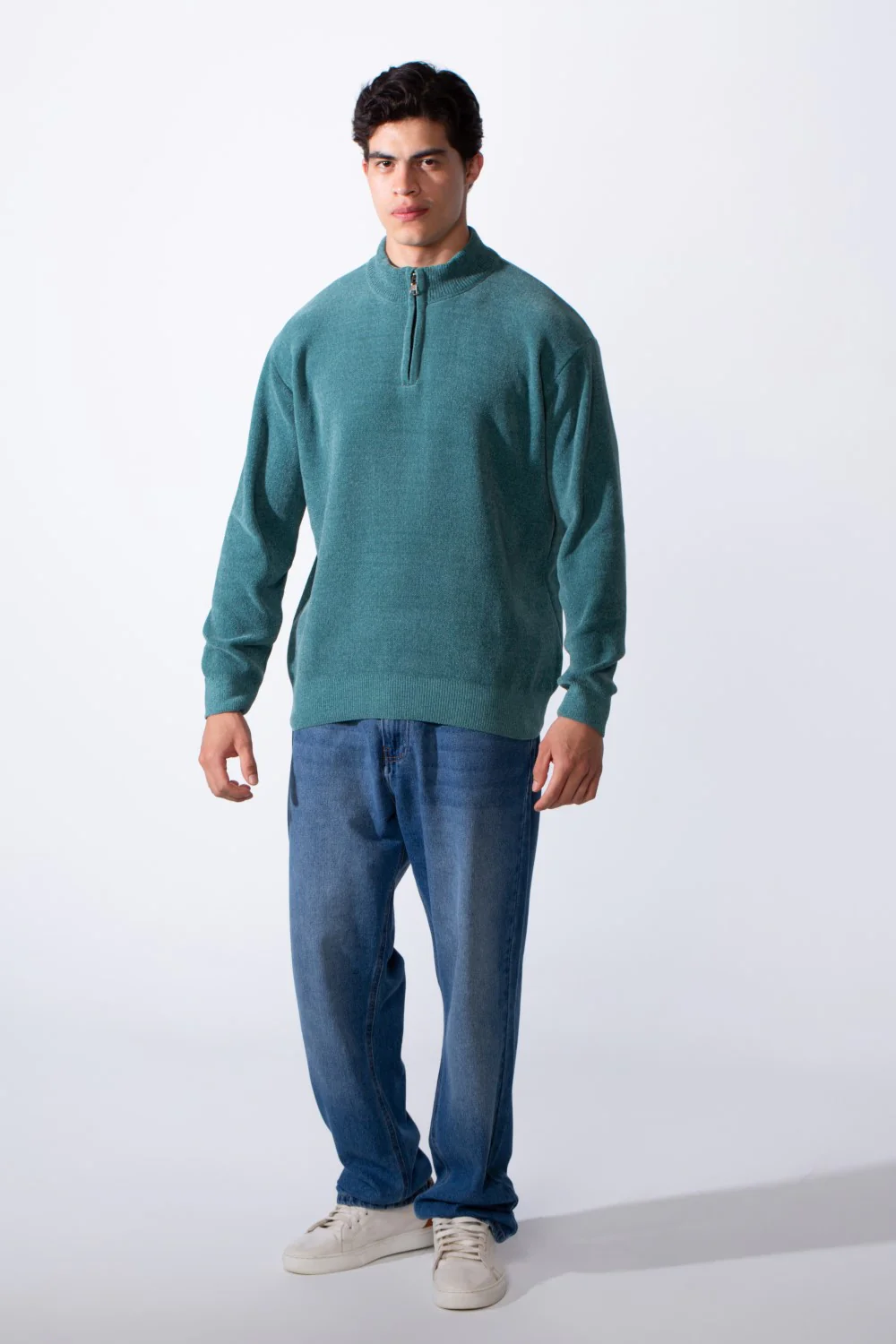 Men's Half Zip Long Sleeve Slim Fit High Mock Neck Knit Minimalist Pullover - Image 15