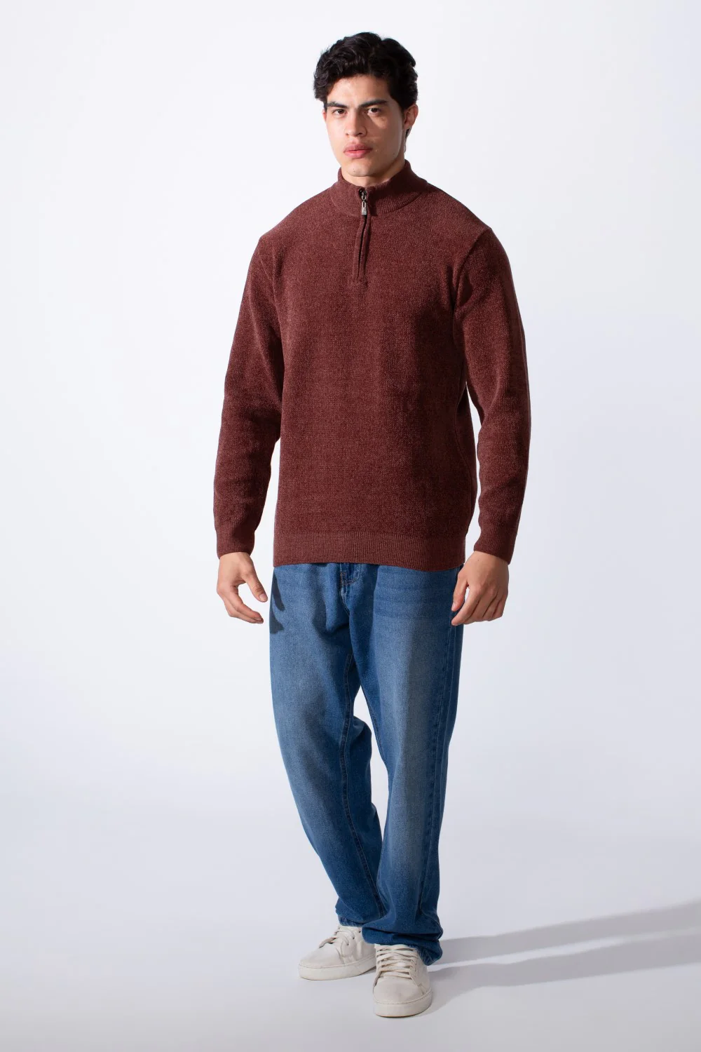 Men's Half Zip Long Sleeve Slim Fit High Mock Neck Knit Minimalist Pullover - Image 27