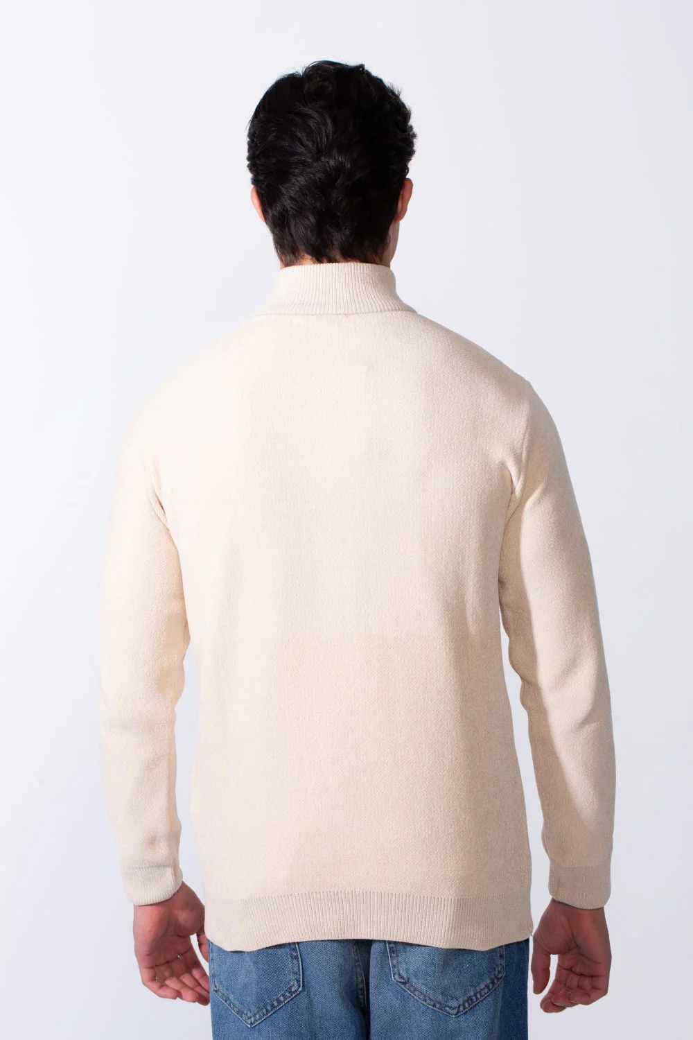 Men's Half Zip Long Sleeve Slim Fit High Mock Neck Knit Minimalist Pullover - Image 4