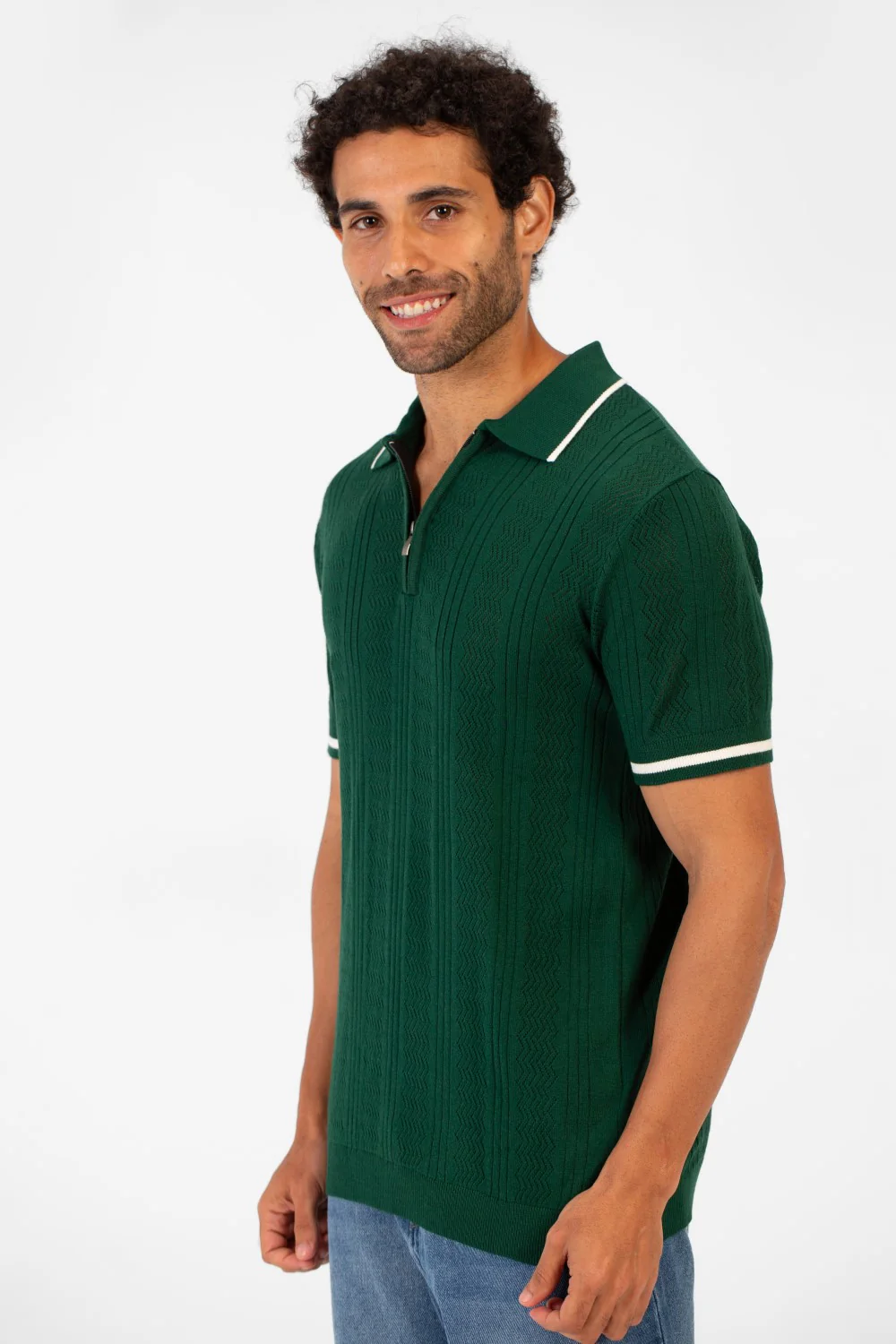 Men's Half Zip Polo Collar High Quality Breathable Fabric Half Sleeve T-shirt - Image 11