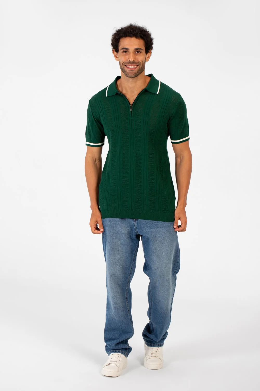 Men's Half Zip Polo Collar High Quality Breathable Fabric Half Sleeve T-shirt - Image 12