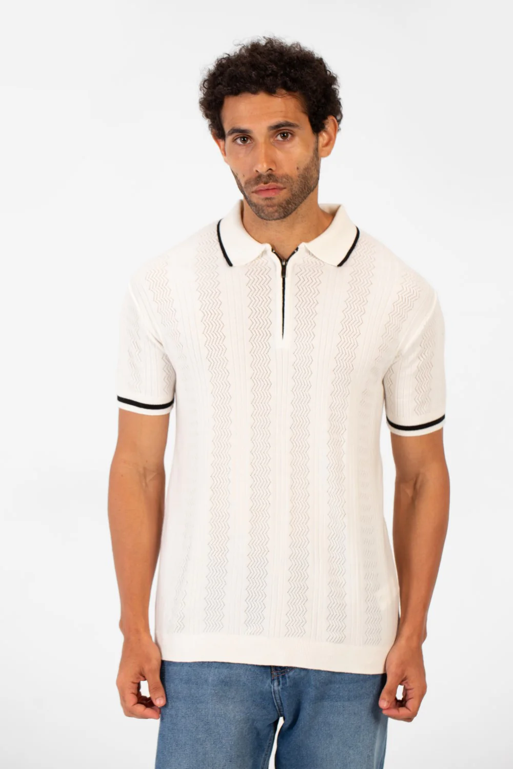 Men's Half Zip Polo Collar High Quality Breathable Fabric Half Sleeve T-shirt - Image 13