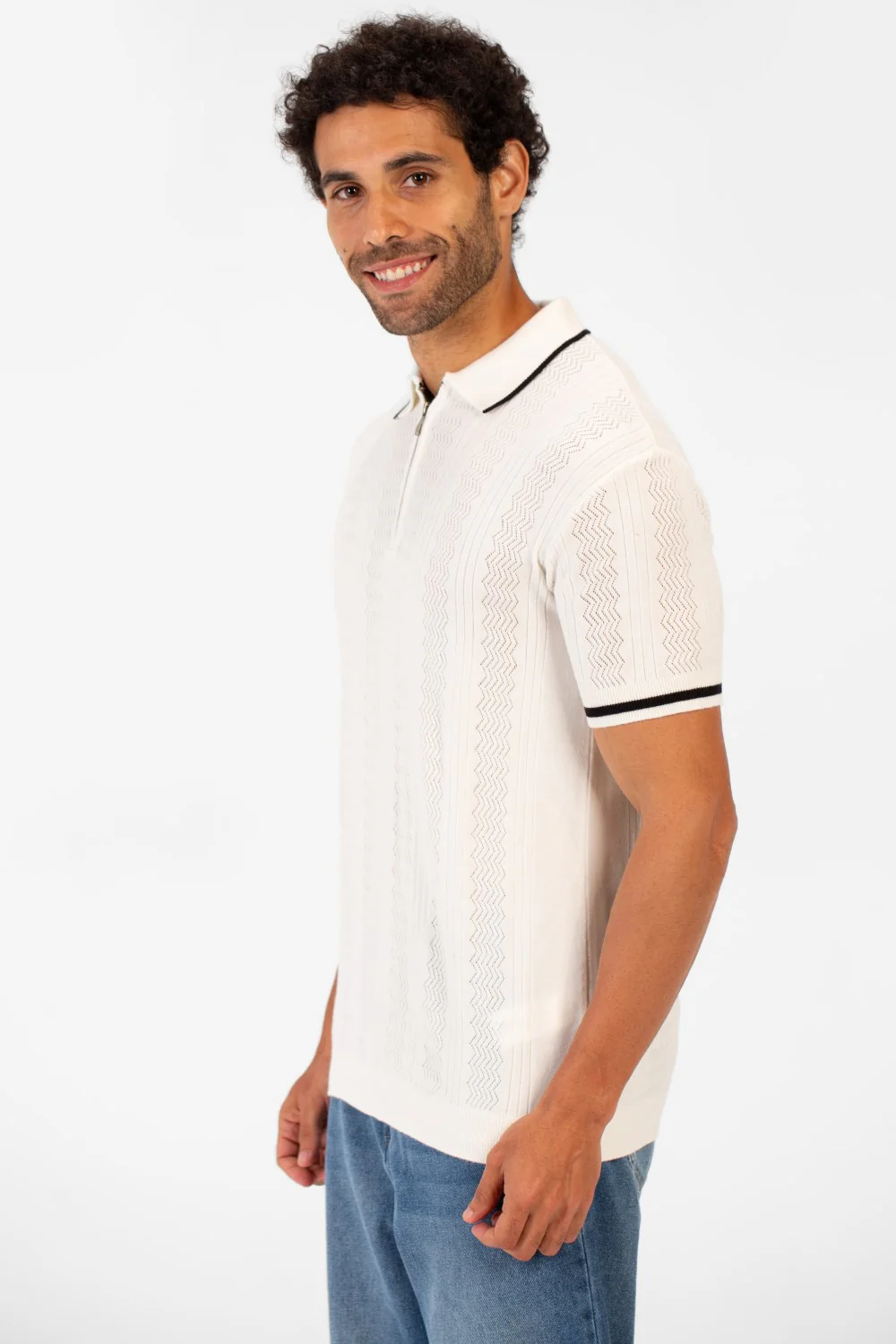 Men's Half Zip Polo Collar High Quality Breathable Fabric Half Sleeve T-shirt - Image 15
