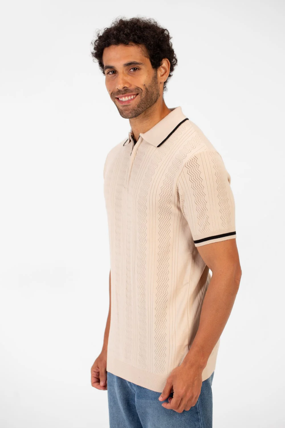 Men's Half Zip Polo Collar High Quality Breathable Fabric Half Sleeve T-shirt - Image 3