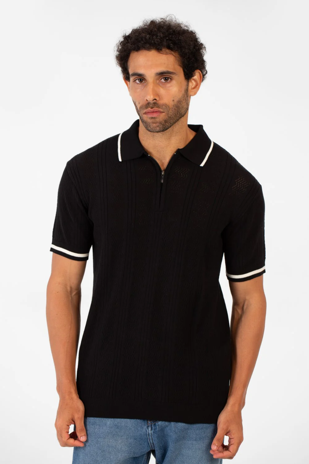 Men's Half Zip Polo Collar High Quality Breathable Fabric Half Sleeve T-shirt - Image 5