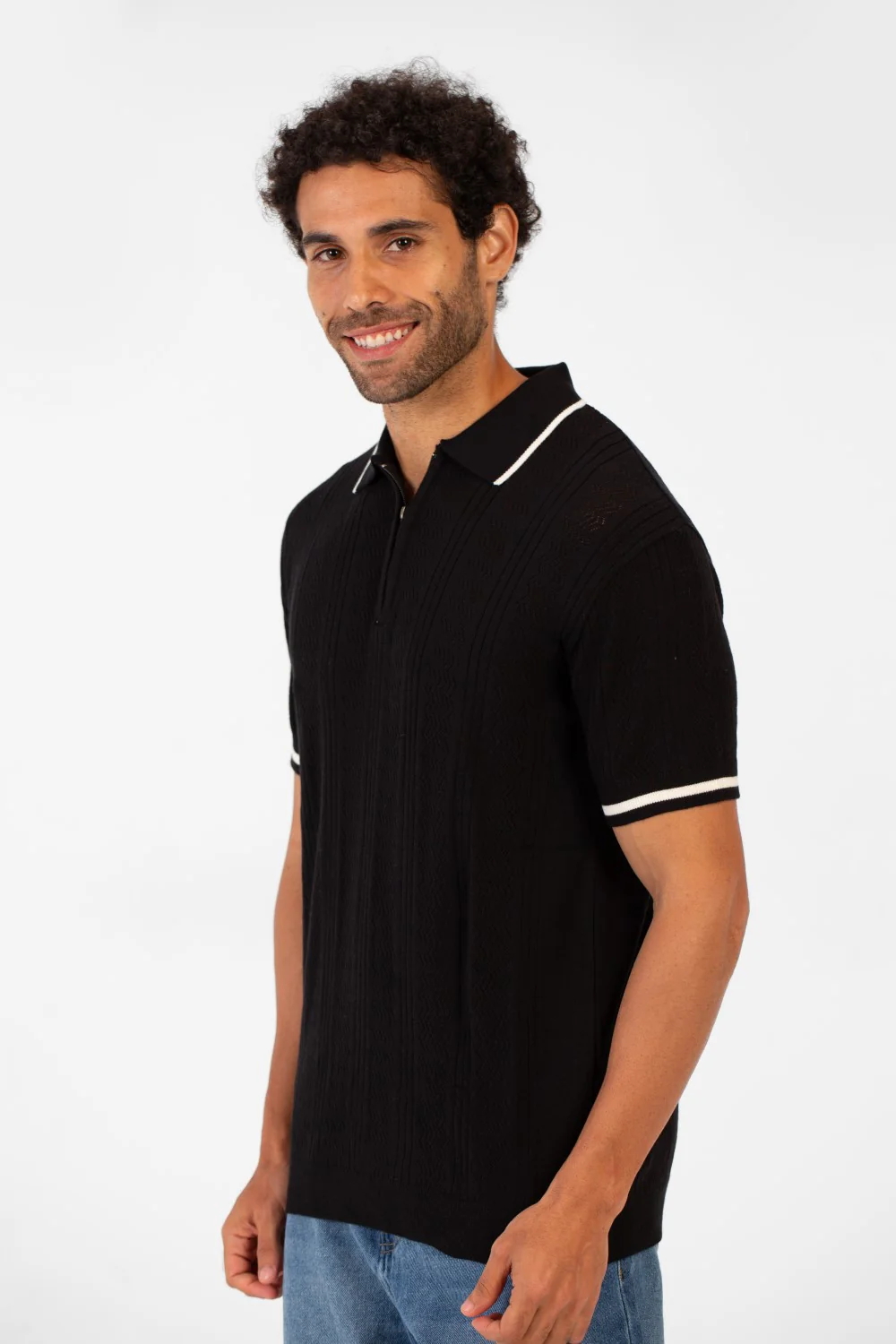 Men's Half Zip Polo Collar High Quality Breathable Fabric Half Sleeve T-shirt - Image 7