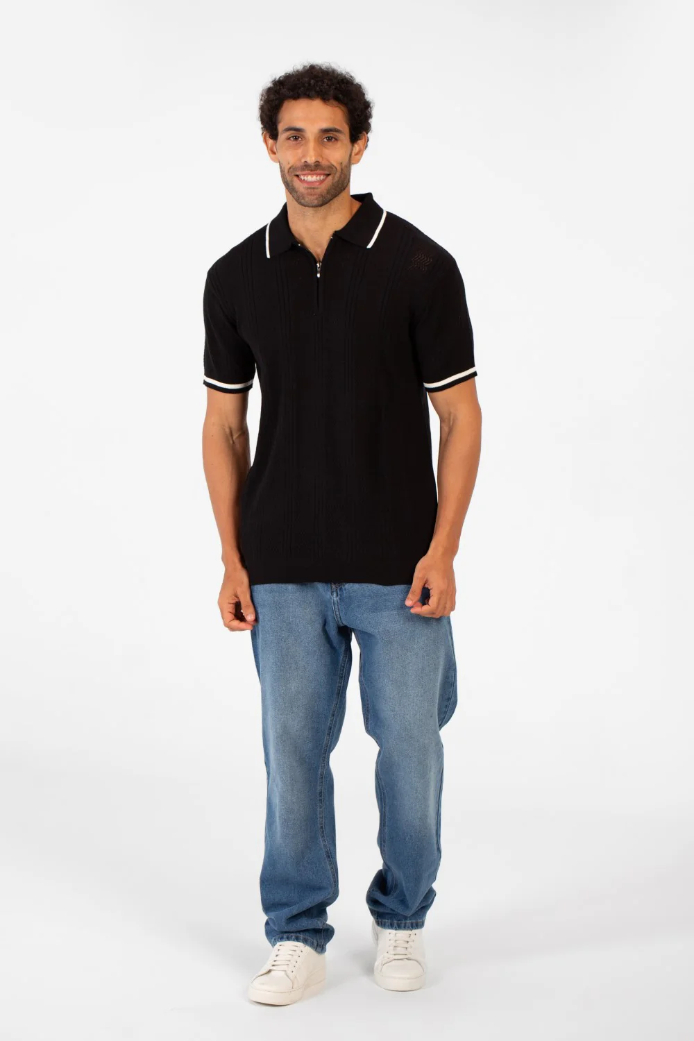 Men's Half Zip Polo Collar High Quality Breathable Fabric Half Sleeve T-shirt - Image 8