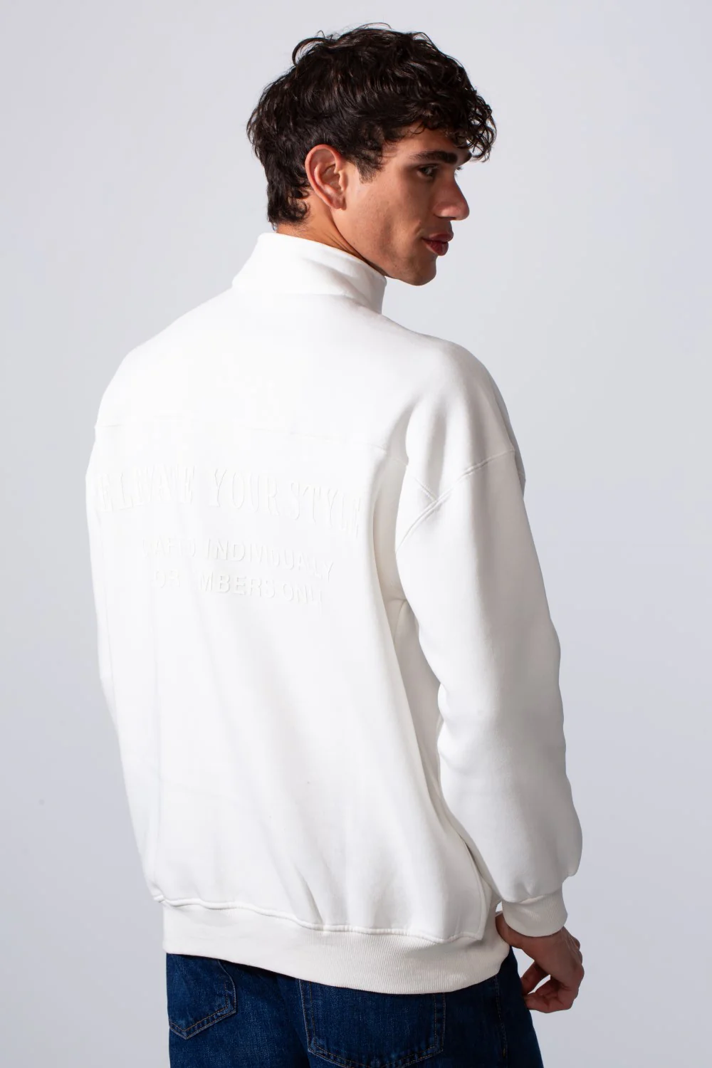 Men's Half Zip Regular Fit Text Print Melton Sweatshirt - Image 10
