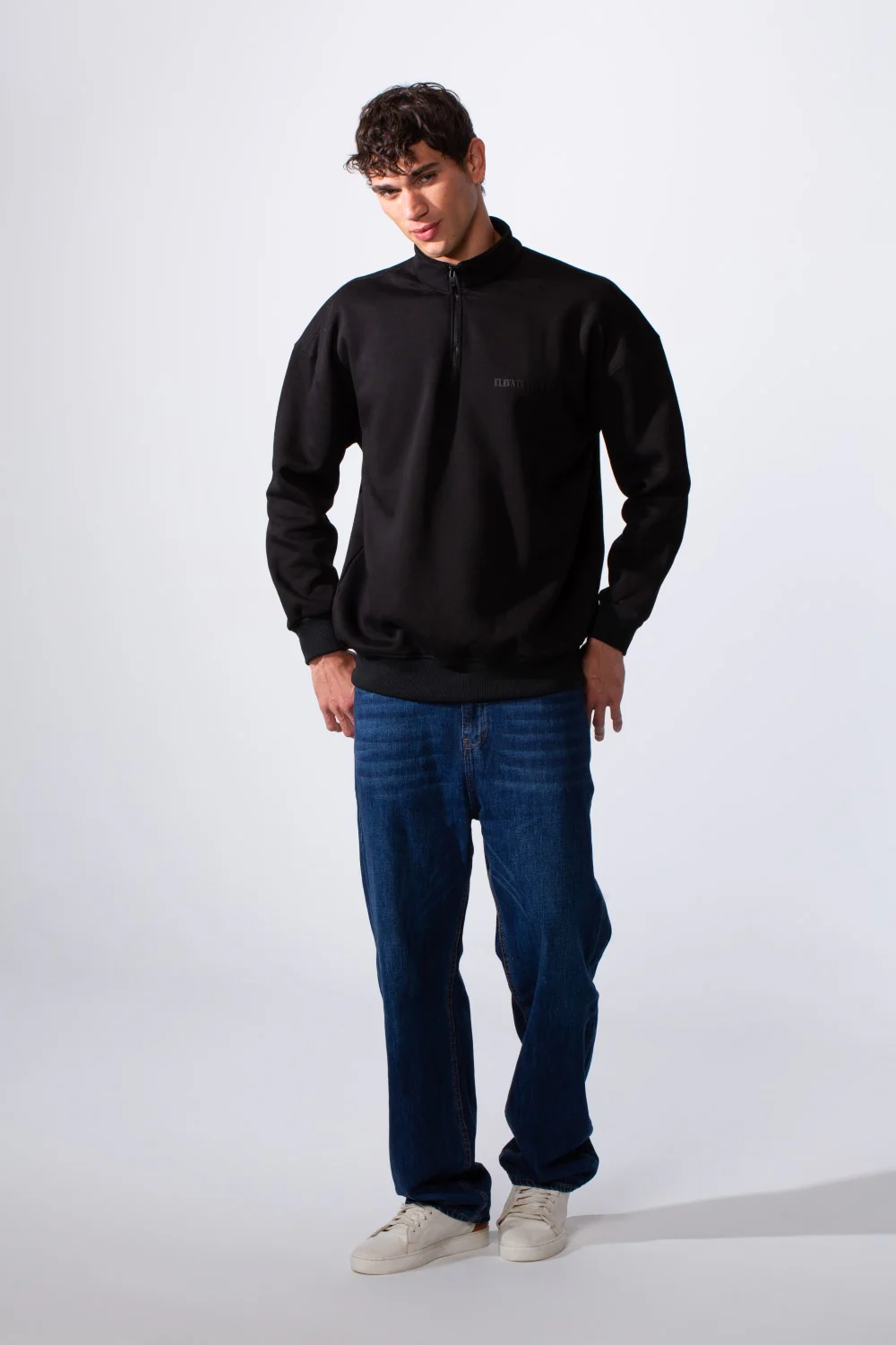 Men's Half Zip Regular Fit Text Print Melton Sweatshirt - Image 7