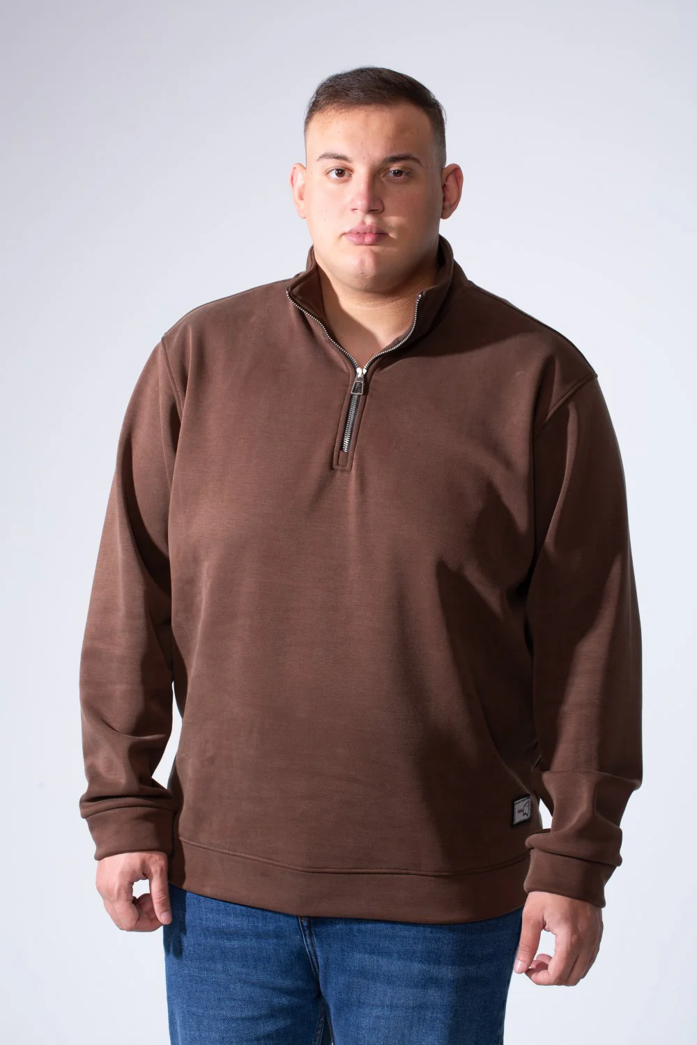 Men's Half Zip With High Neck Polo Design Long Sleeve Daily Wear Practical Big Size Sweatshirt Tomato Store