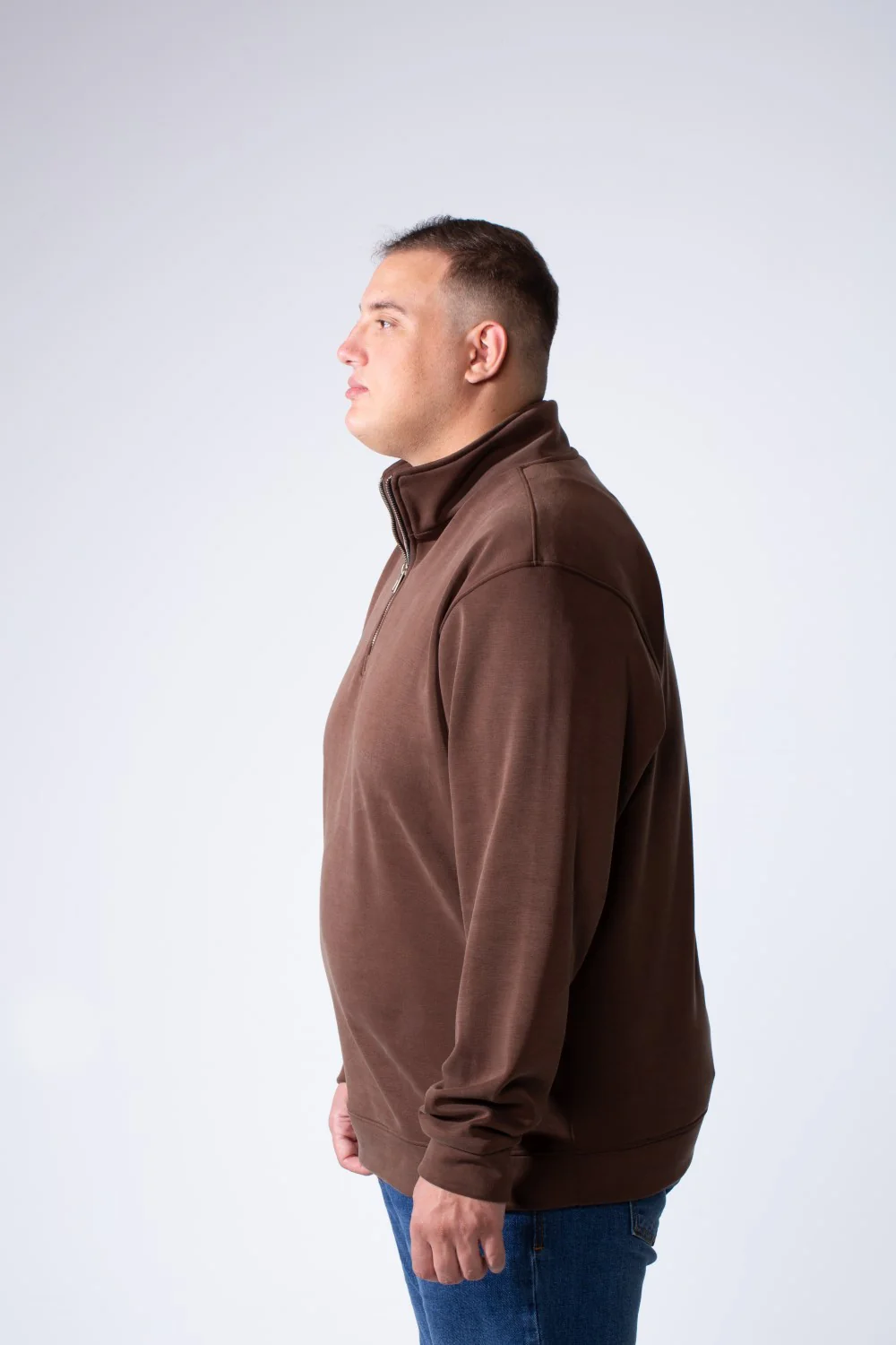 Men's Half Zip With High Neck Polo Design Long Sleeve Daily Wear Practical Big Size Sweatshirt Tomato Store - Image 4