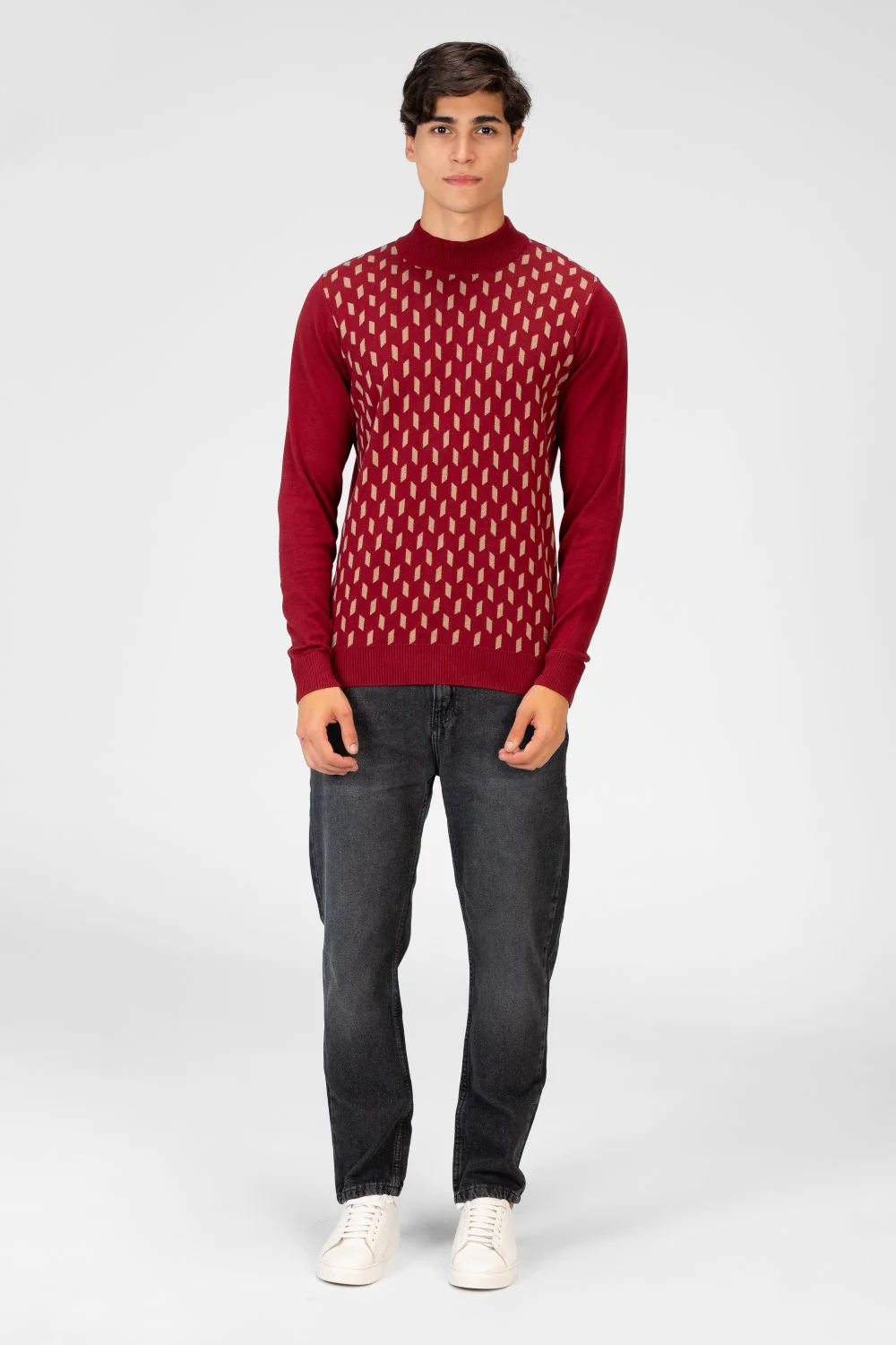 Men's High Neck Pullover With Front Print - Image 12
