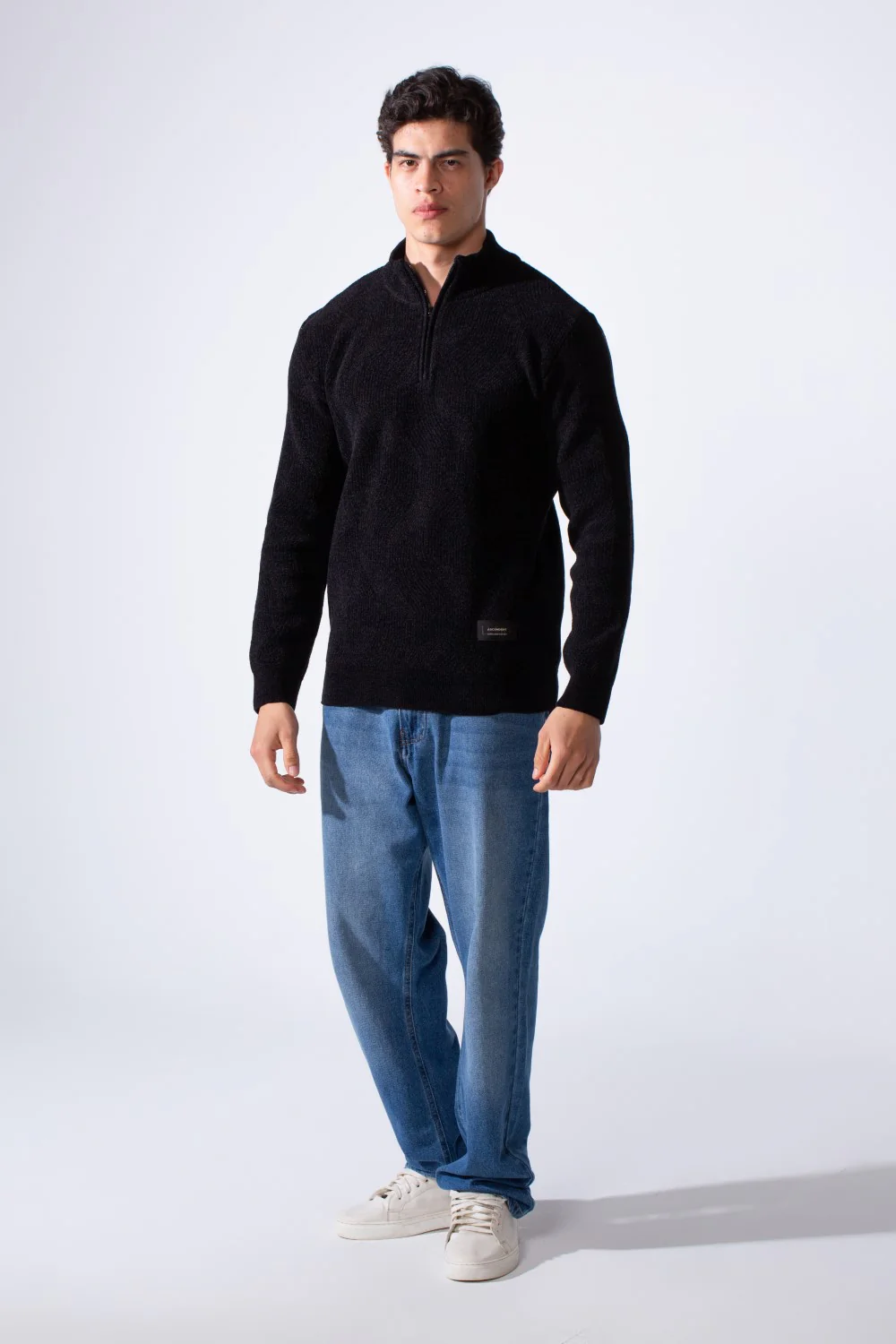 Men's High Neck Quarter Zip Slim Fit Simple Modern Pullover Sweater - Image 4