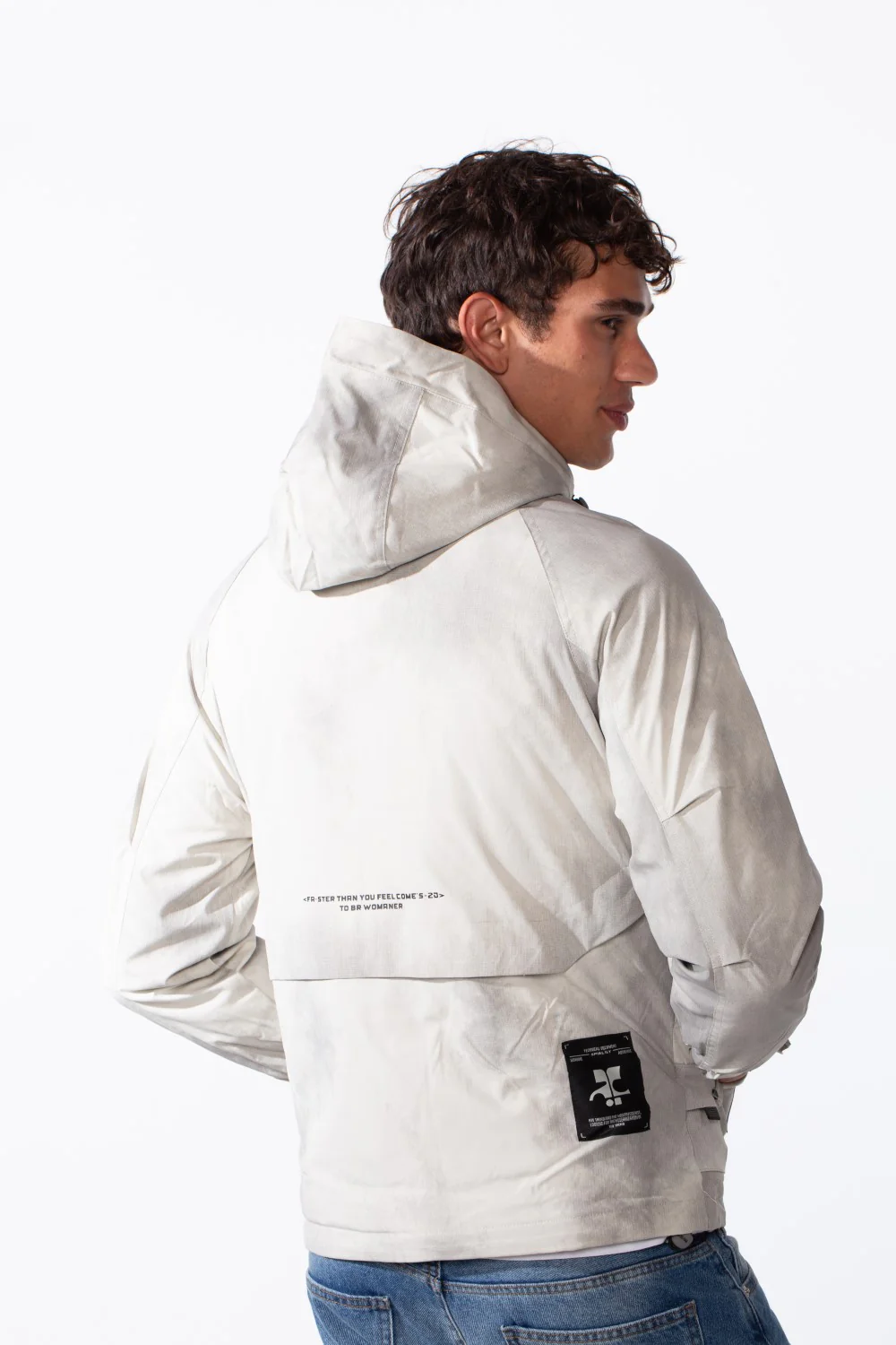Men's Hood Modern Print Waterproof Long Sleeve Jacket - Image 2