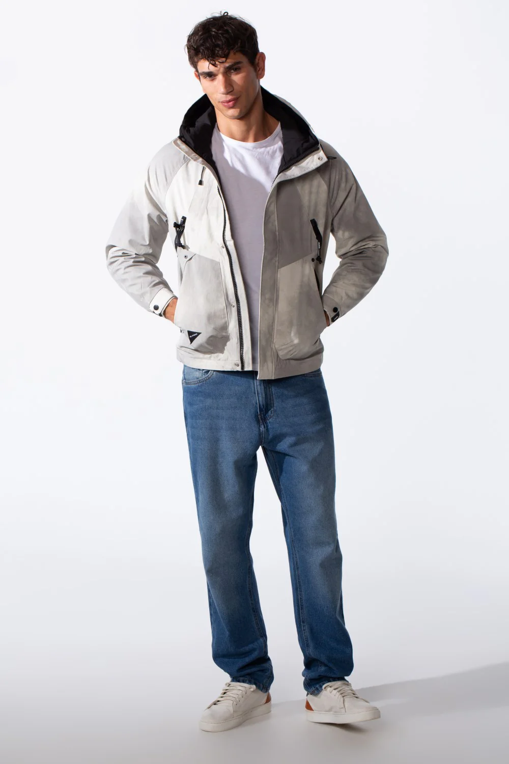 Men's Hood Modern Print Waterproof Long Sleeve Jacket - Image 3