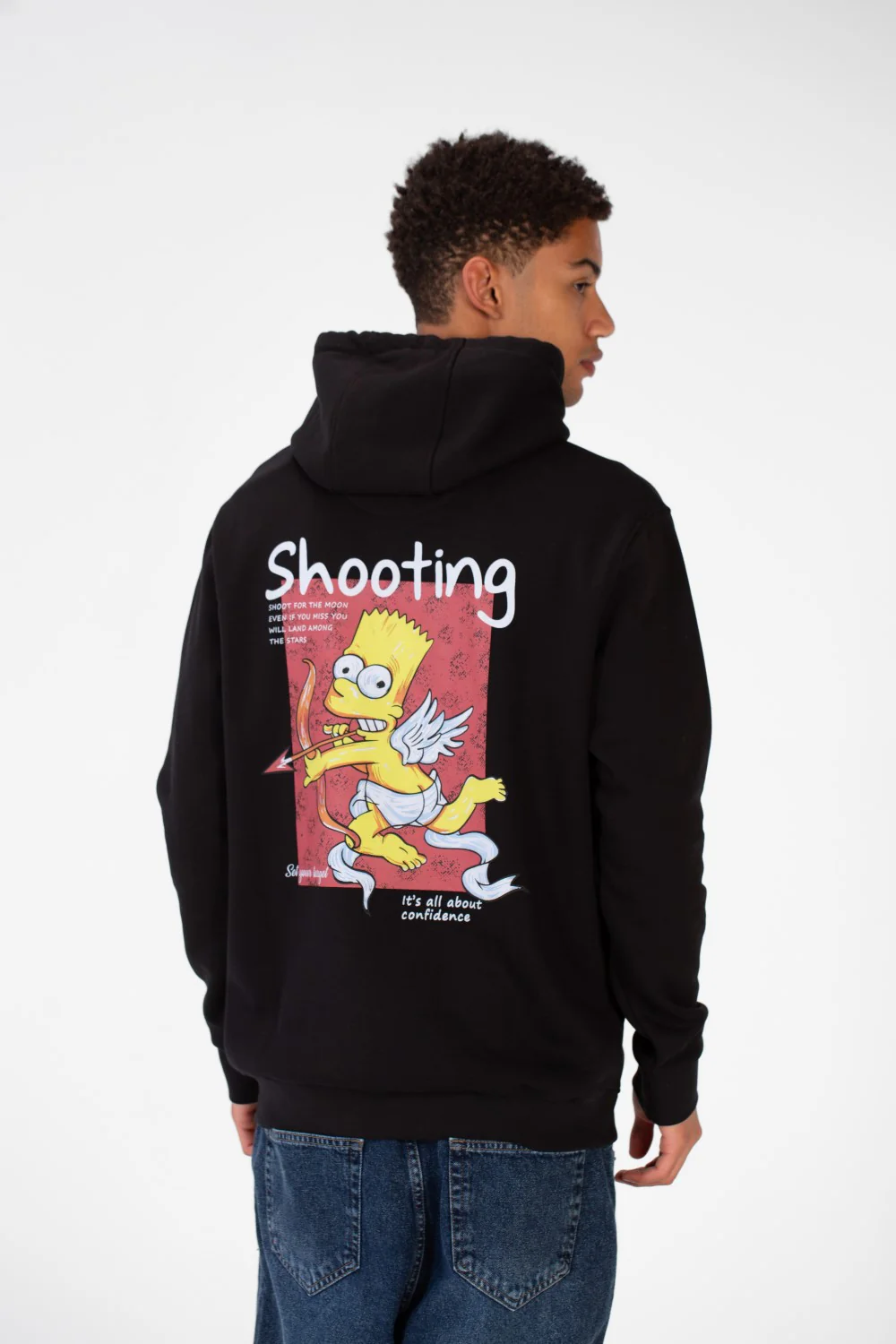 Men's Hood Sweatshirt With Front And Back Print Made Of Melton Material - Image 2