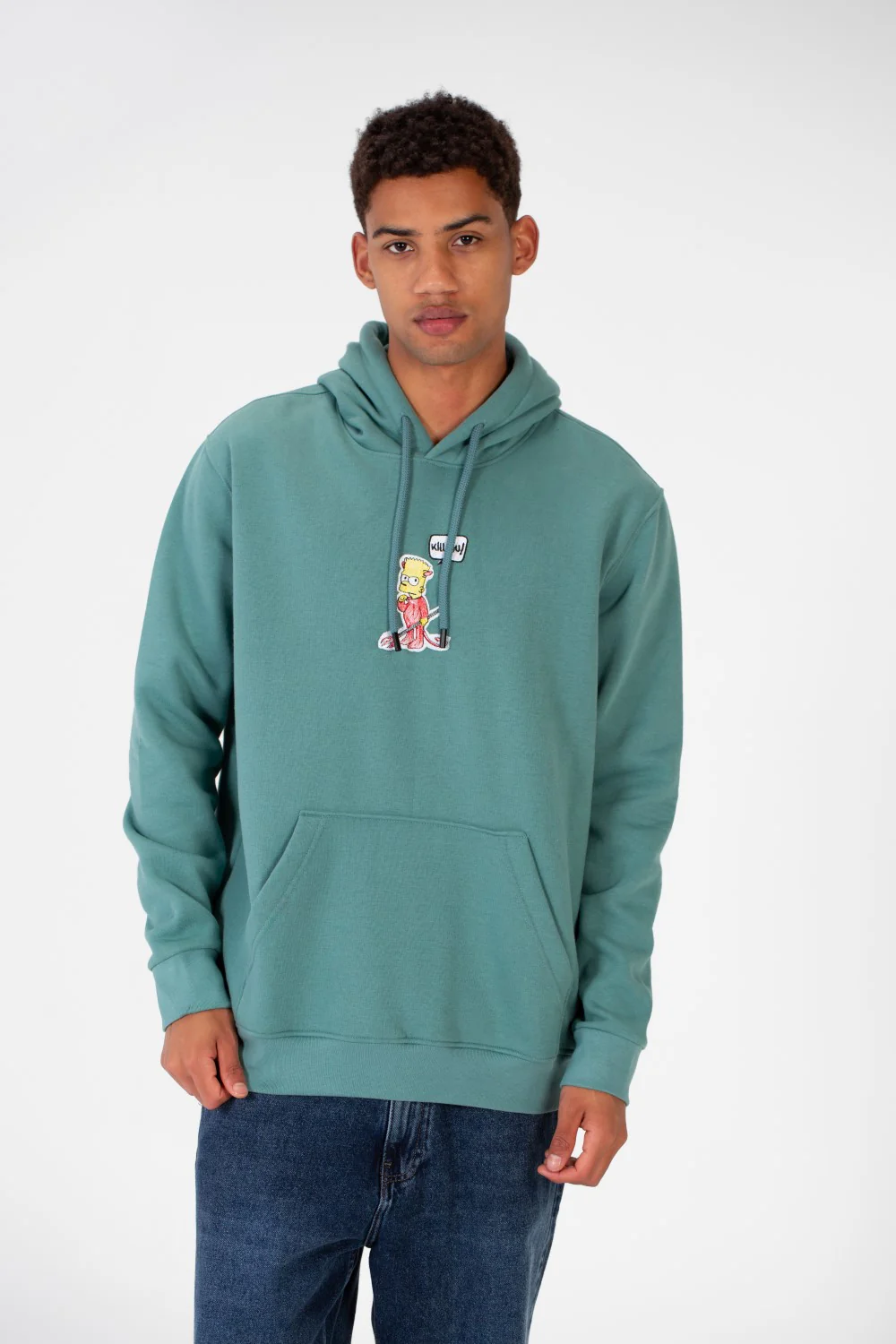 Men's Hood Sweatshirt With Front And Back Print Made Of Melton Material - Image 4