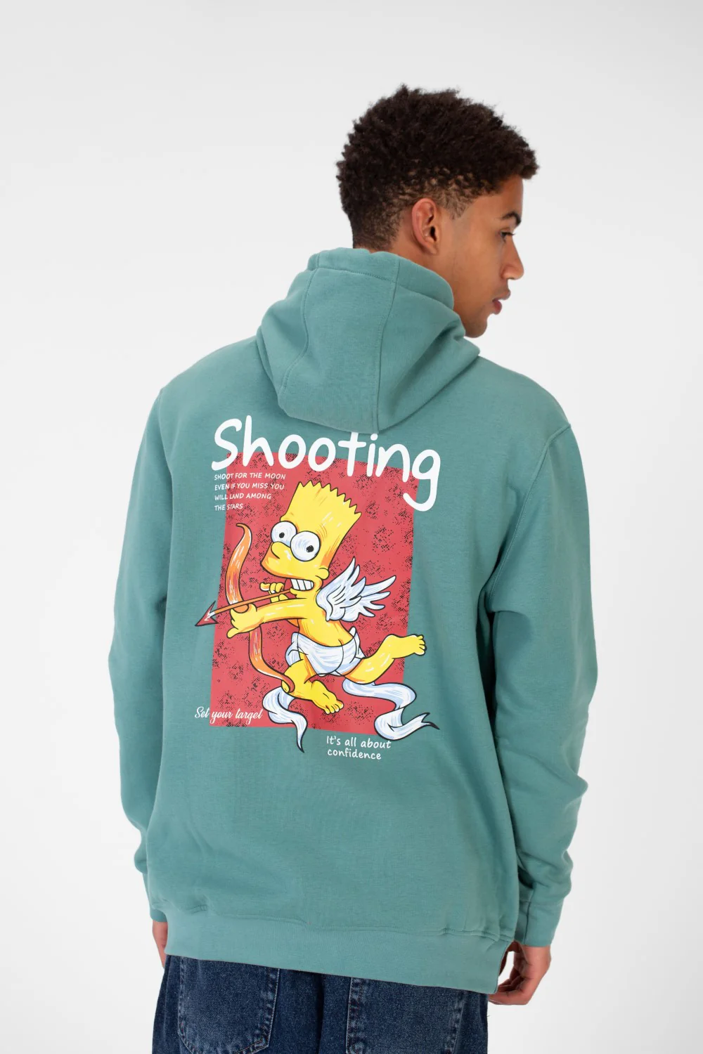 Men's Hood Sweatshirt With Front And Back Print Made Of Melton Material - Image 5