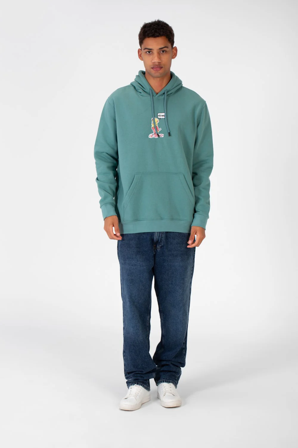 Men's Hood Sweatshirt With Front And Back Print Made Of Melton Material - Image 6
