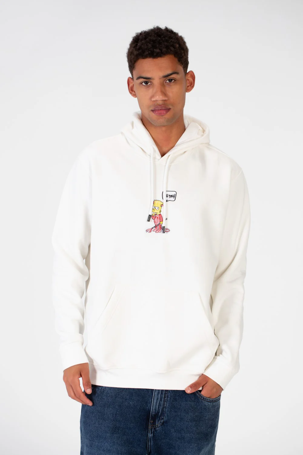 Men's Hood Sweatshirt With Front And Back Print Made Of Melton Material - Image 7