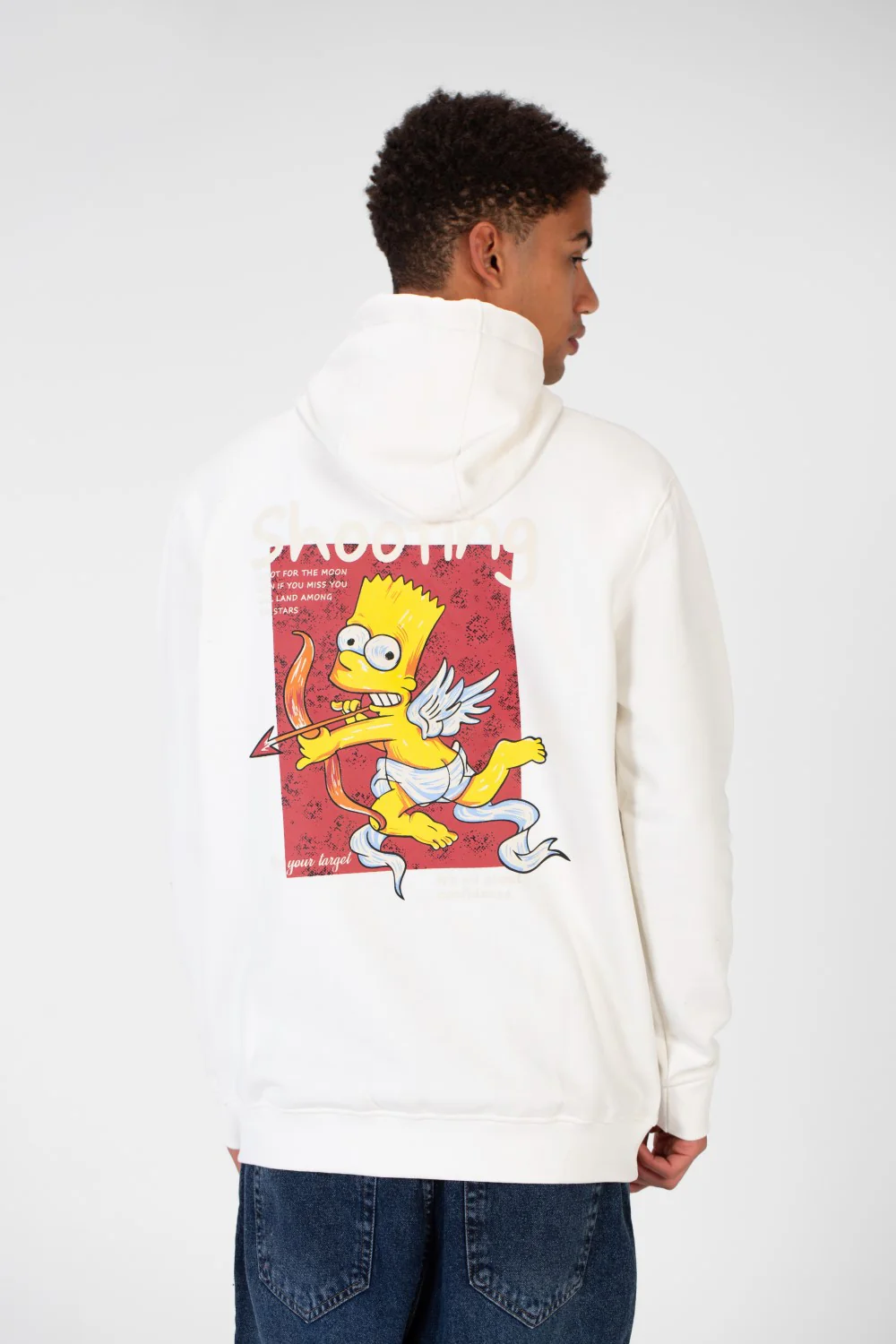 Men's Hood Sweatshirt With Front And Back Print Made Of Melton Material - Image 8