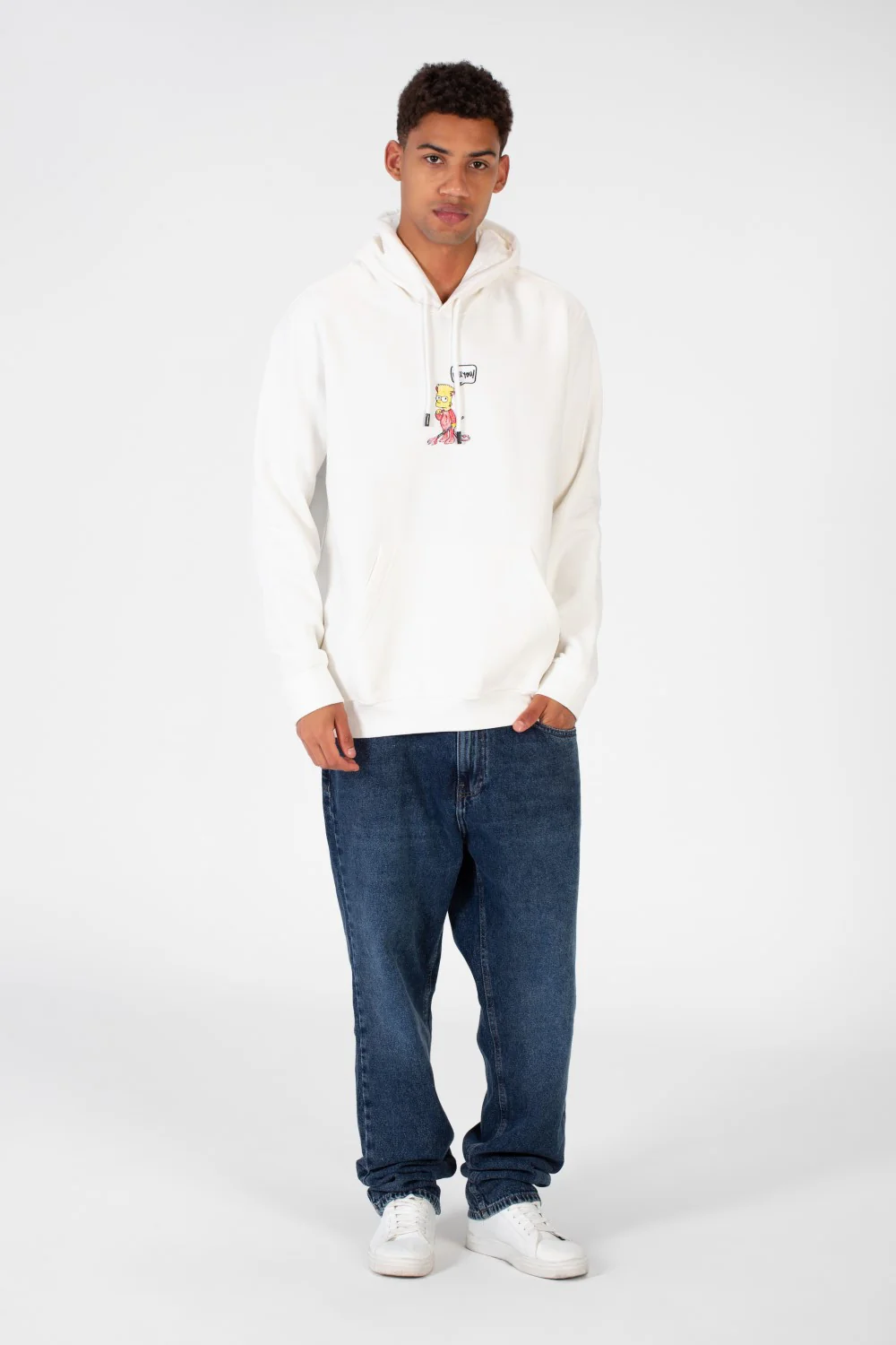 Men's Hood Sweatshirt With Front And Back Print Made Of Melton Material - Image 9