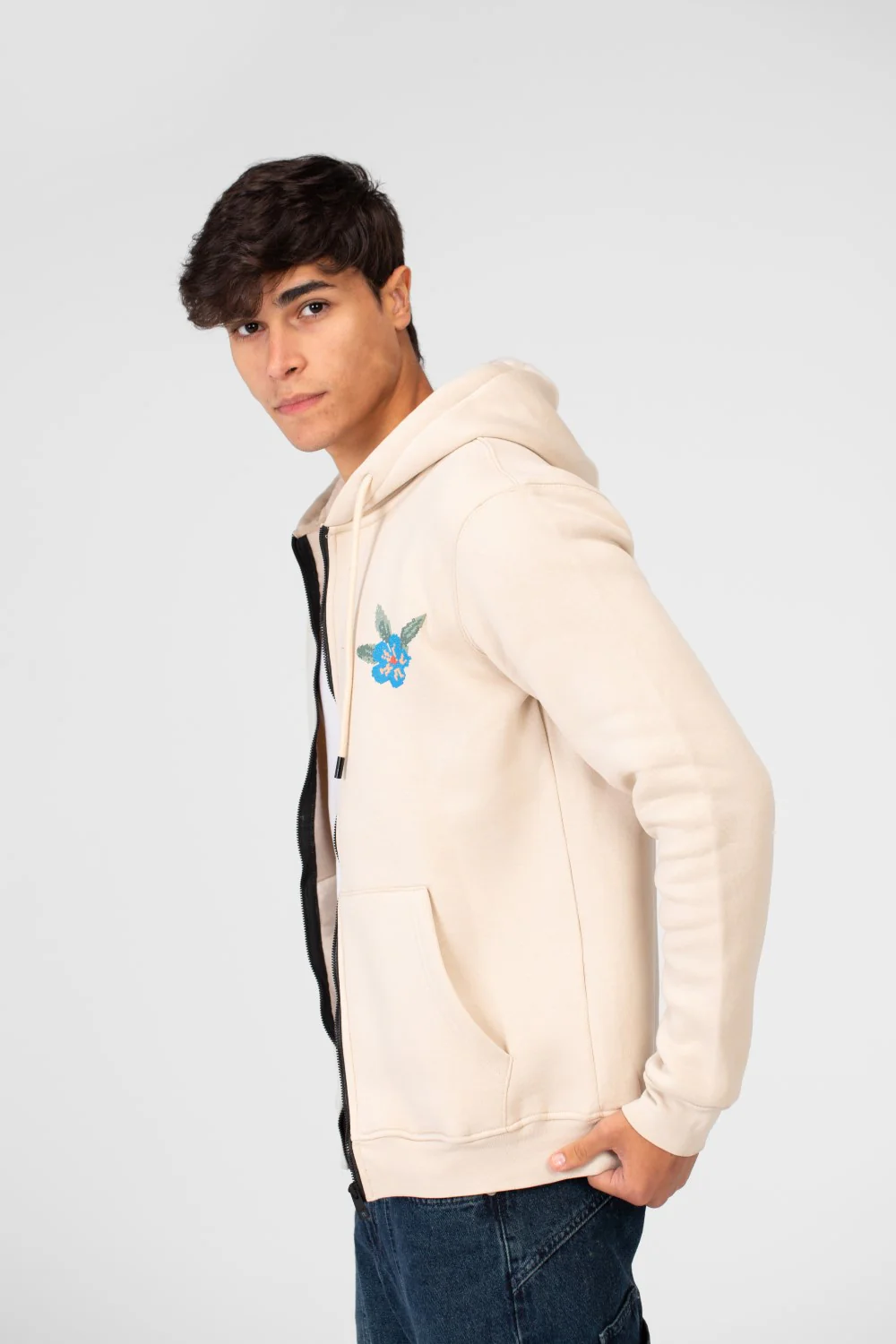 Men's Hood Sweatshirt With Full Zipper And Pockets - Image 3