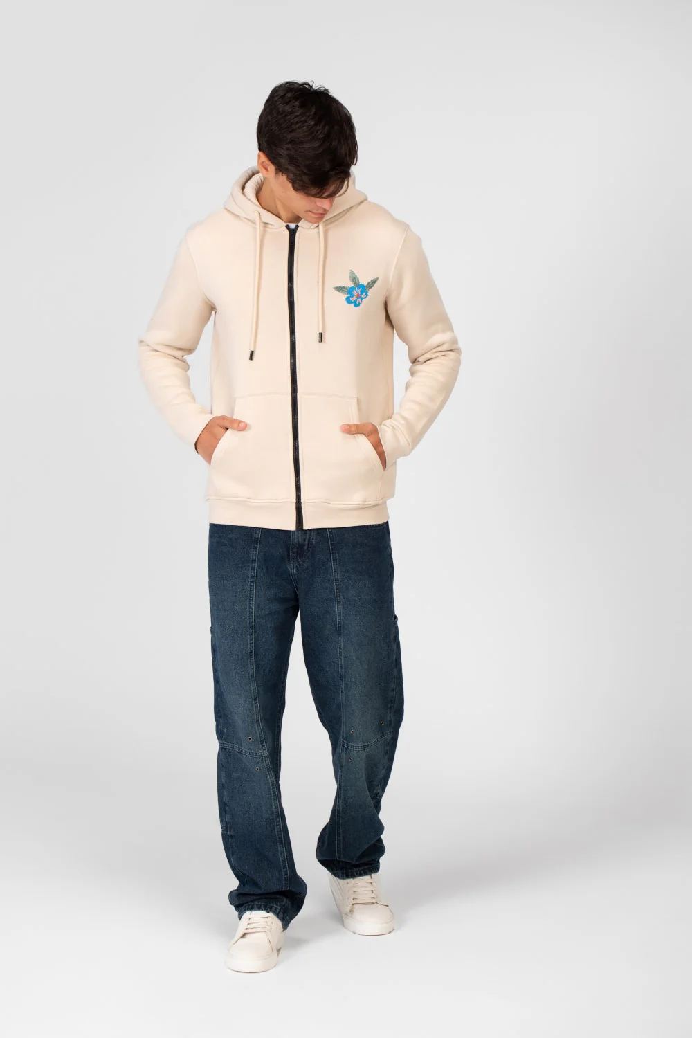 Men's Hood Sweatshirt With Full Zipper And Pockets - Image 4