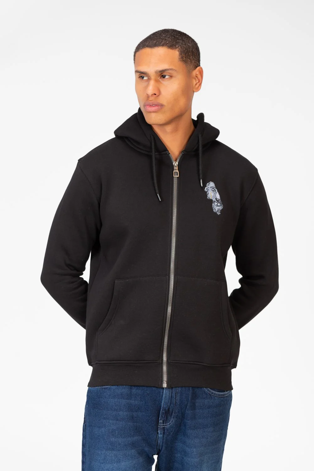 Men's Hood Sweatshirt With Round Neck And Zippers