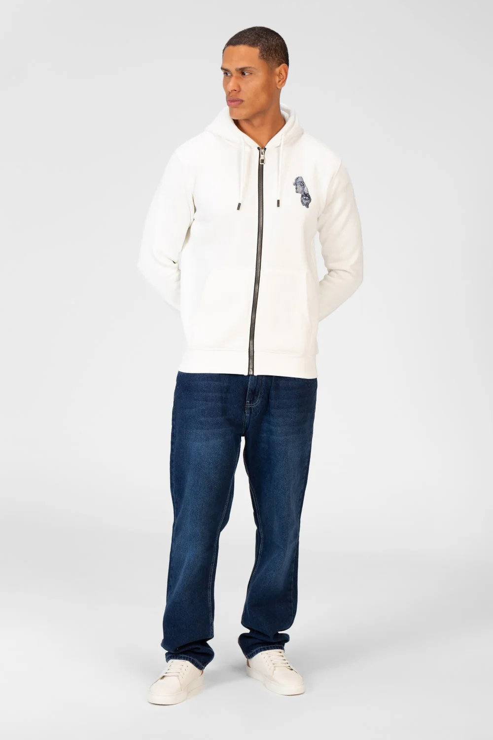 Men's Hood Sweatshirt With Round Neck And Zippers - Image 12