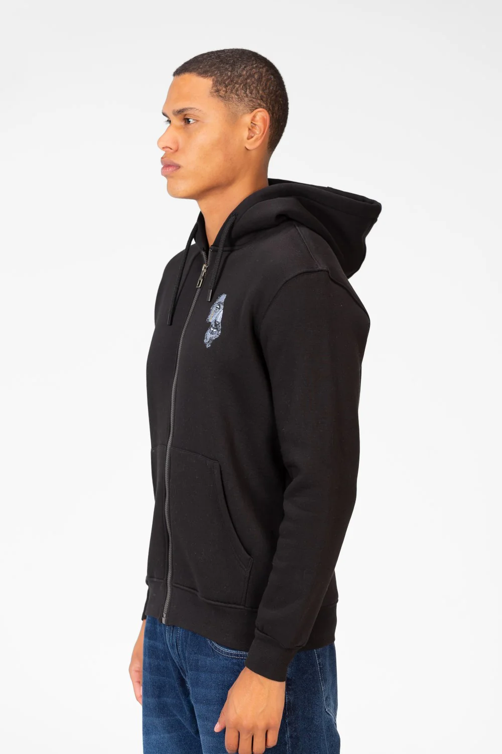 Men's Hood Sweatshirt With Round Neck And Zippers - Image 3