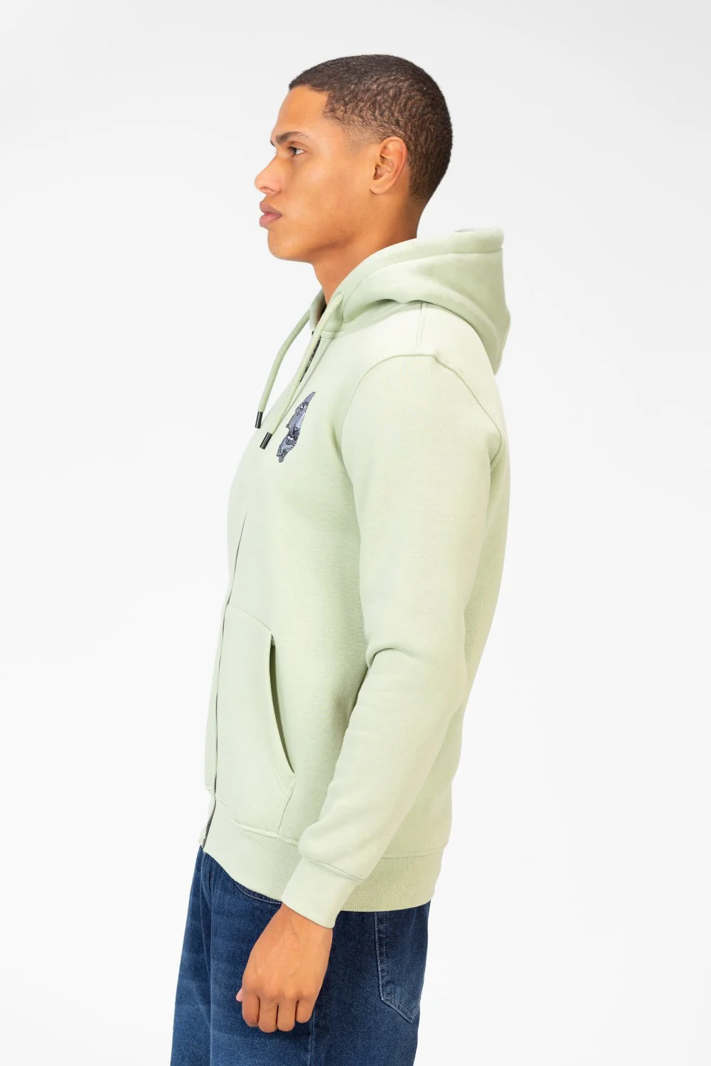 Men's Hood Sweatshirt With Round Neck And Zippers - Image 7