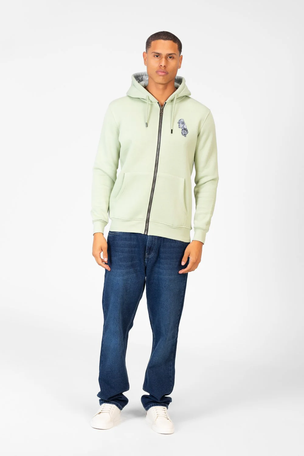 Men's Hood Sweatshirt With Round Neck And Zippers - Image 8
