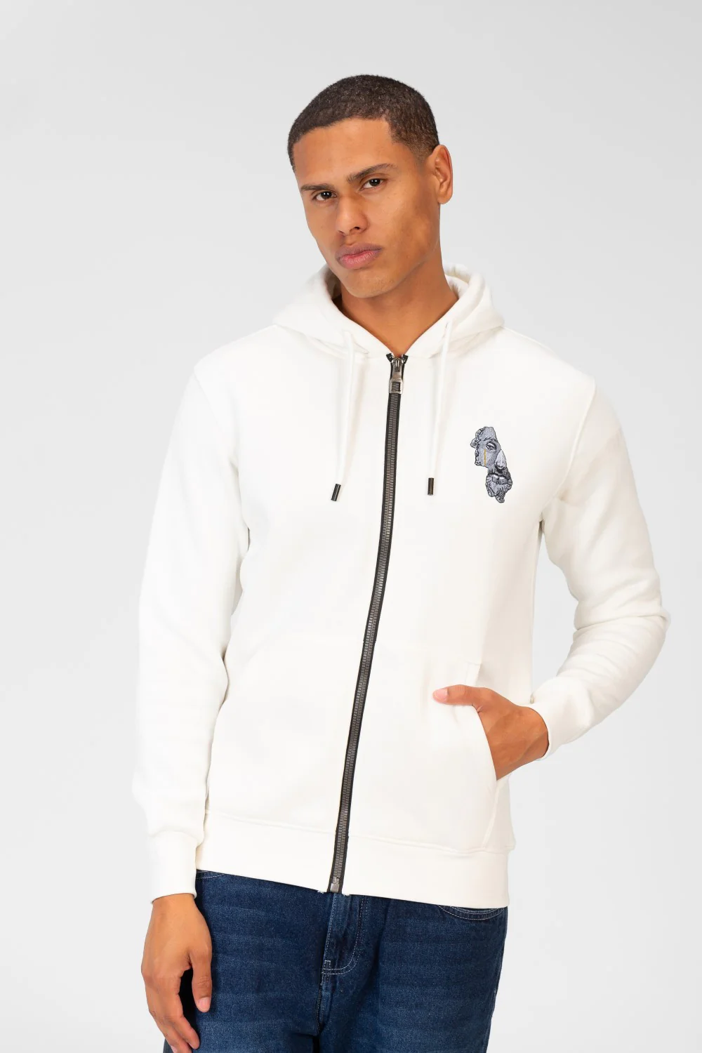 Men's Hood Sweatshirt With Round Neck And Zippers - Image 9