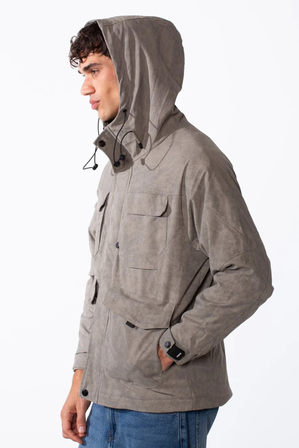 Men's Hood Waterproof Front Pockets Long Sleeve Jacket - Image 12