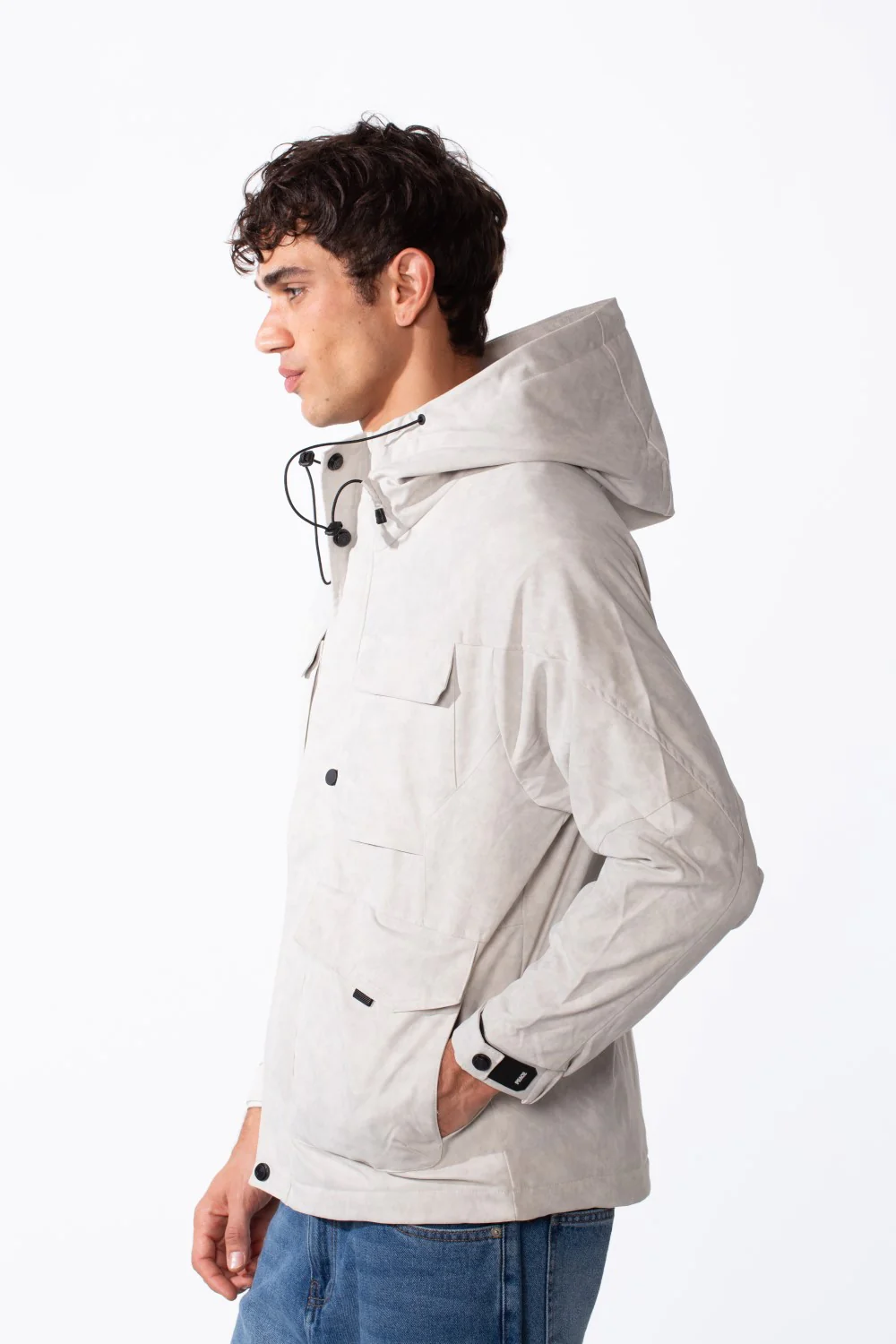 Men's Hood Waterproof Front Pockets Long Sleeve Jacket - Image 3