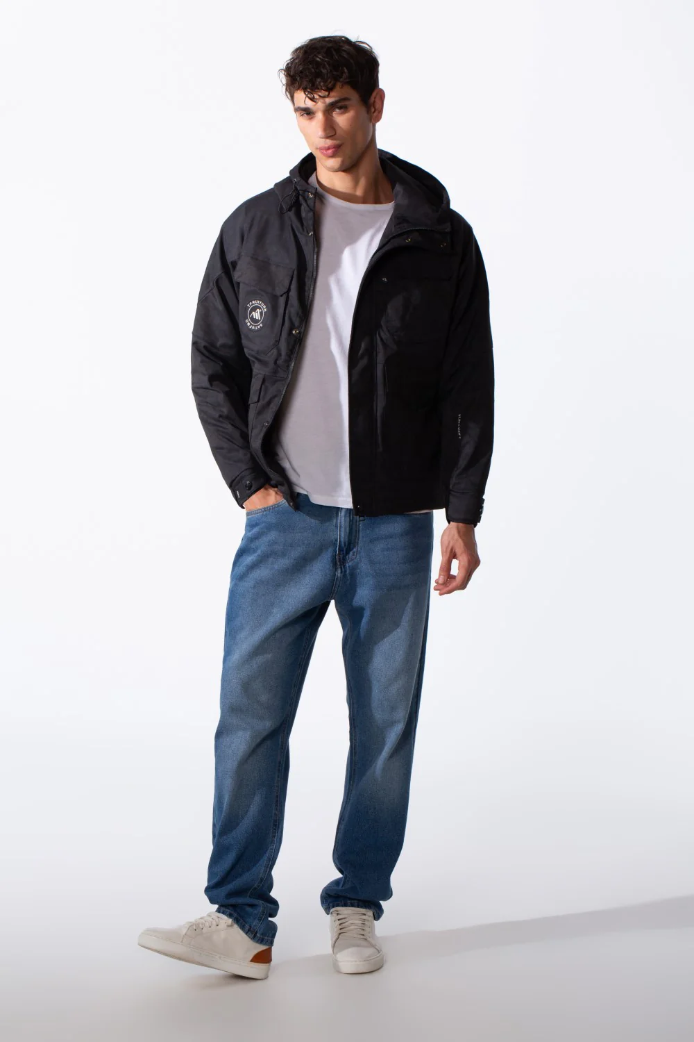 Men's Hood Waterproof Front Pockets Long Sleeve Jacket - Image 7
