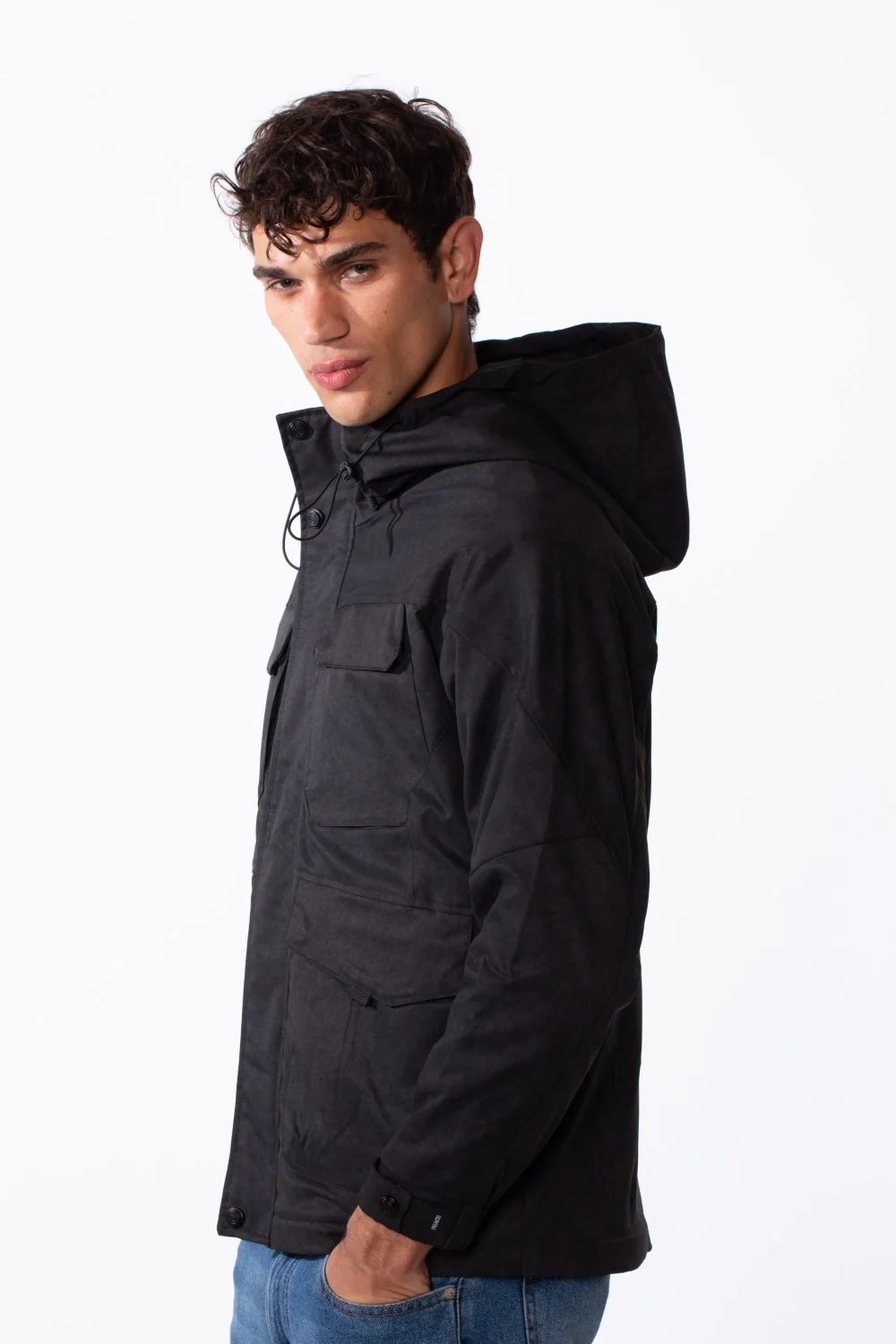 Men's Hood Waterproof Front Pockets Long Sleeve Jacket - Image 8