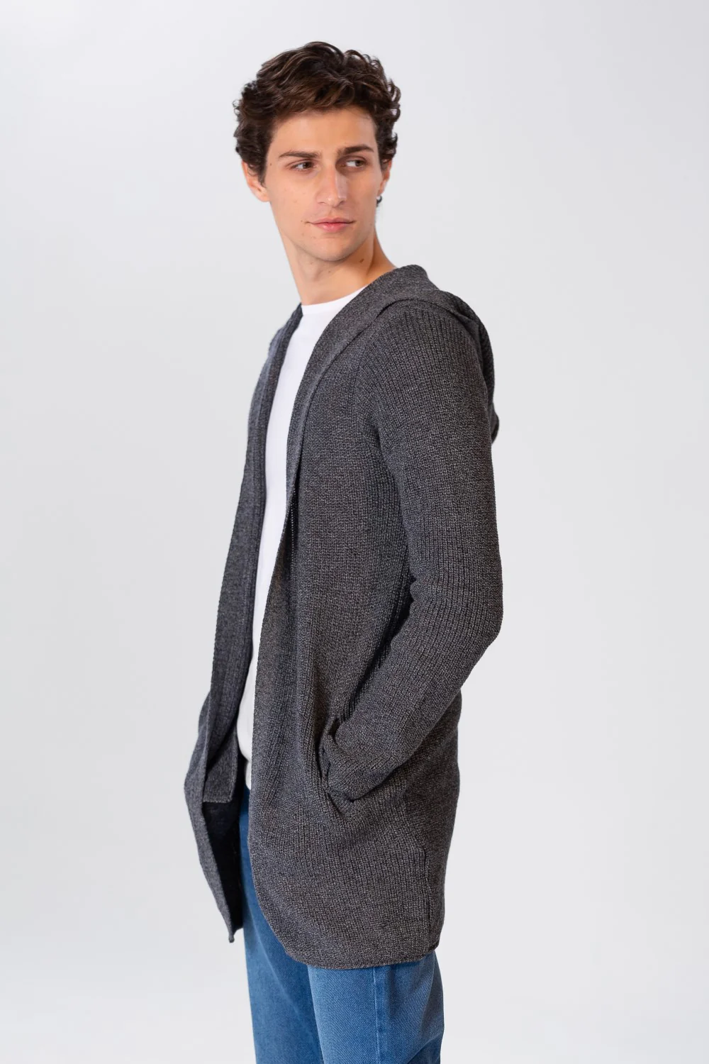 Men's Hooded Cotton Cardigan Pullover With Pockets - Image 3